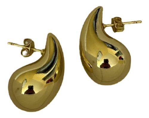 Aros Gotas Medianas Elegantes Baño Oro 18 Kl Regalo-2