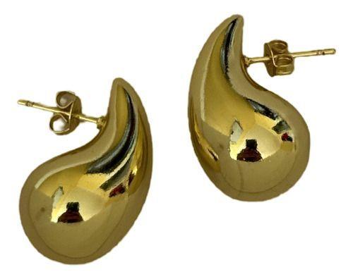 Aros Gotas Medianas Elegantes Baño Oro 18 Kl Regalo-2