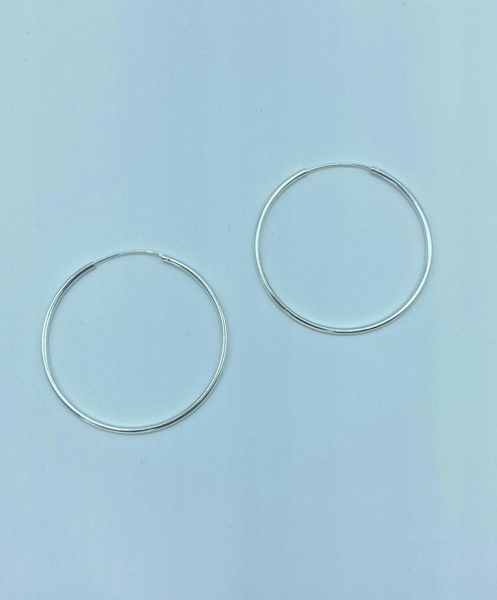 Aros Argolla Lisos 40 Mm Plata Italiana Ley 925 Mas Caja-3