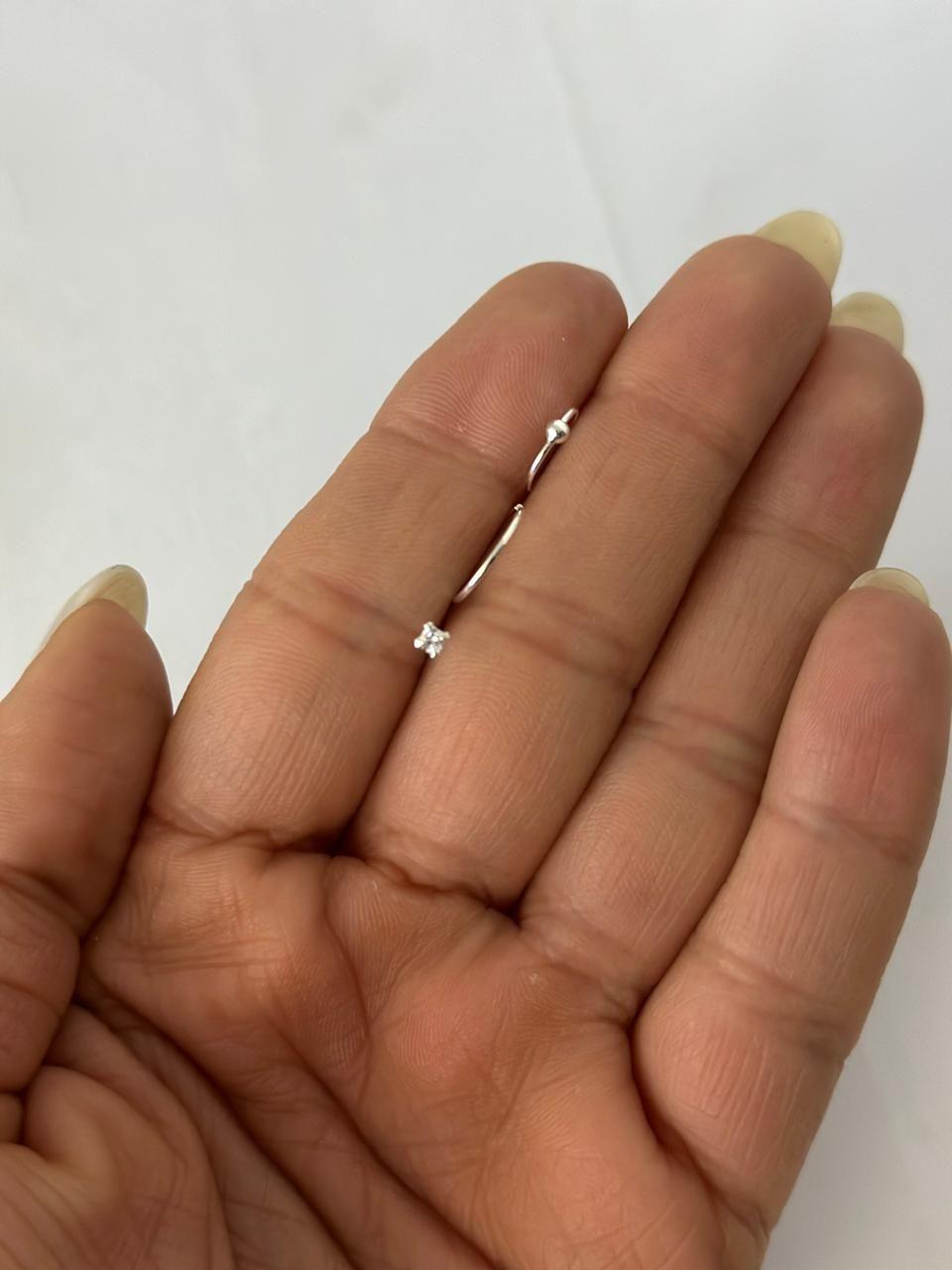 Pack 3 Piercing Nariz Argollabolita Circon Argolla 8mm Plata-2
