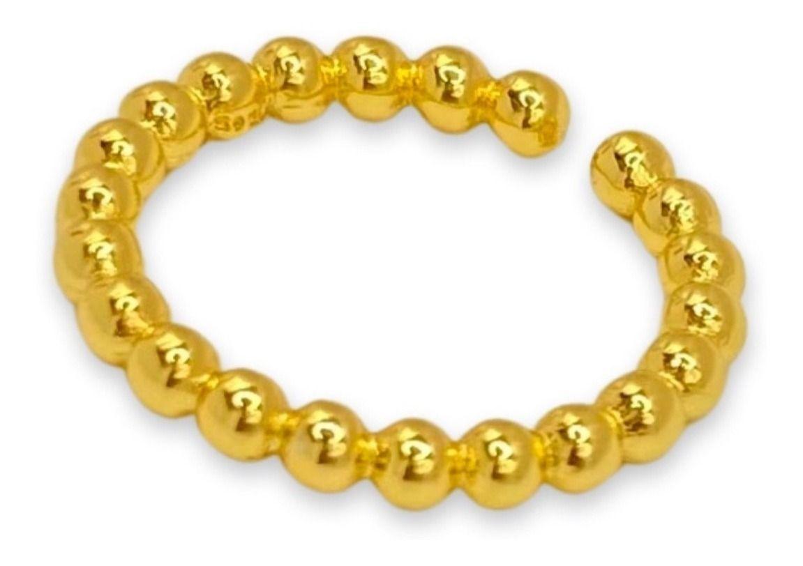Anillo Bolitas Esferas Sin Fin Ajustable Baño Oro-0