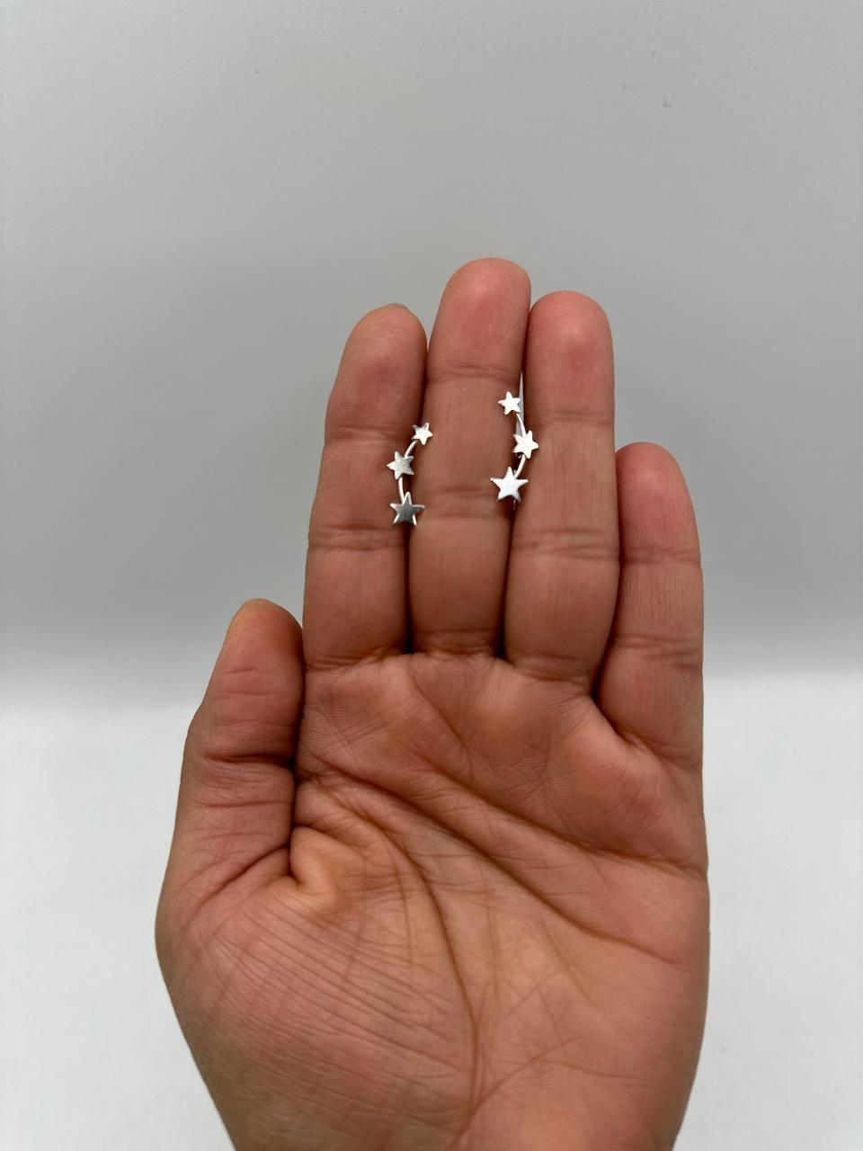 Aros Trepador Tres Estrellas Plata Ley 925-2