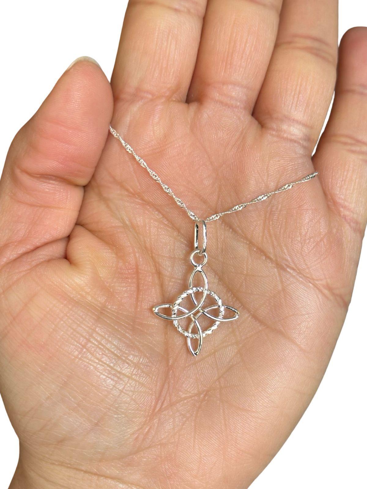 Collar Nudo De Bruja Amuleto Protección Plata Ley 925-2