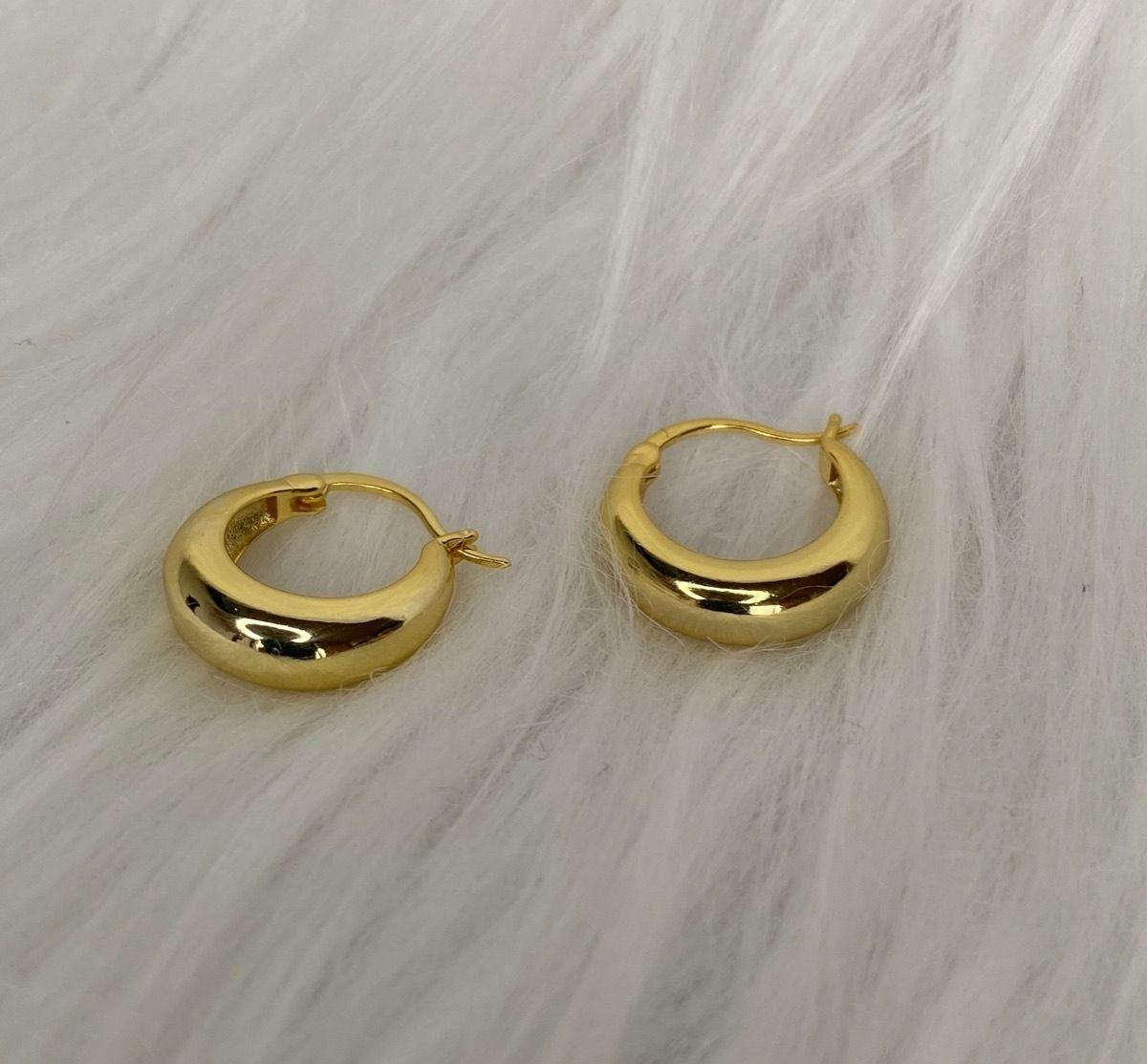 Aros Argolla Bote Dama Grandes Plata 925 Baño En Oro-2