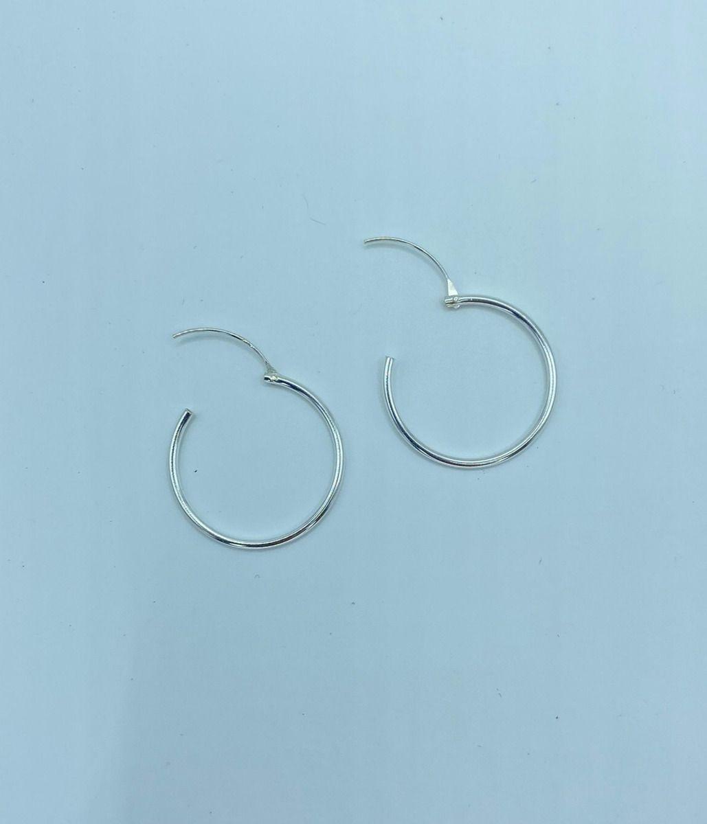 Aros Argolla Lisa 25 Mm Plata Italiana 925 Mas Estuche-2
