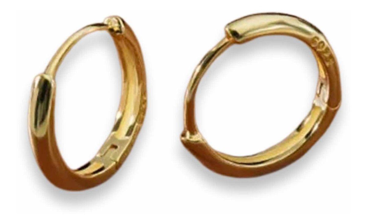 Aros Argolla Lisa 10 Mm Plata Baño Oro-0