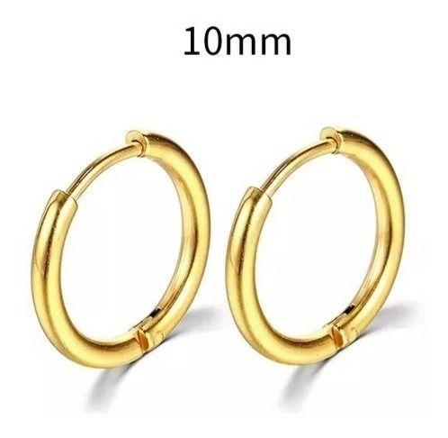 Aros Argolla Lisa 10 Mm Plata Baño Oro-1