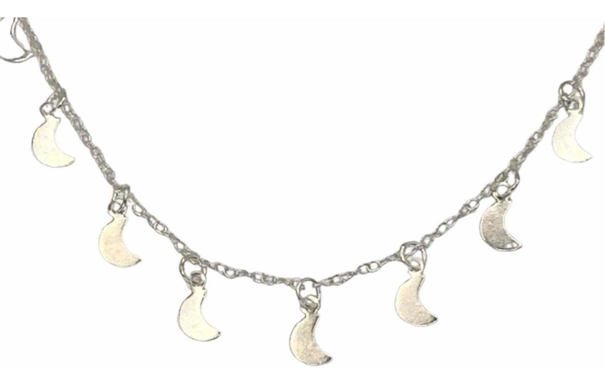 Collar Cadena Juvenil Lunas Colgantes Plata Ley 925 Estuche-0