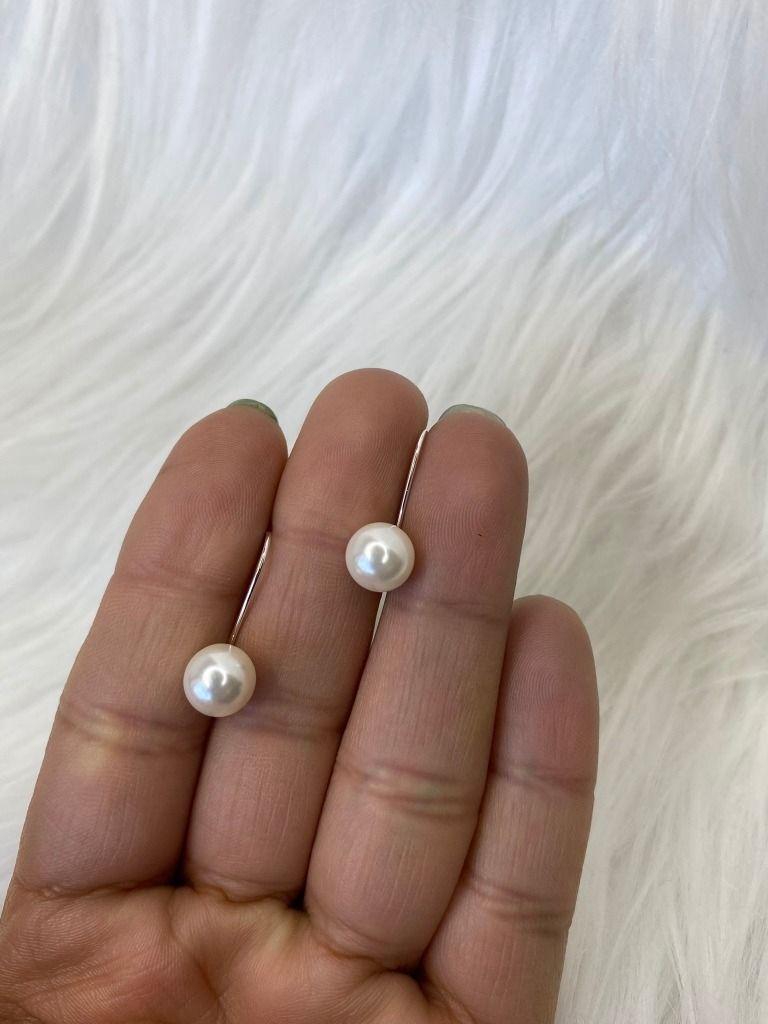 Aros PerlaBlanca 8 Mm Plata Italiana Ley 925-2