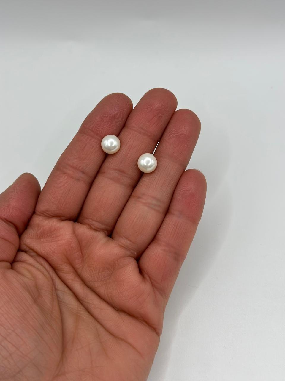 Aros PerlaBlanca 8 Mm Plata Italiana Ley 925-4