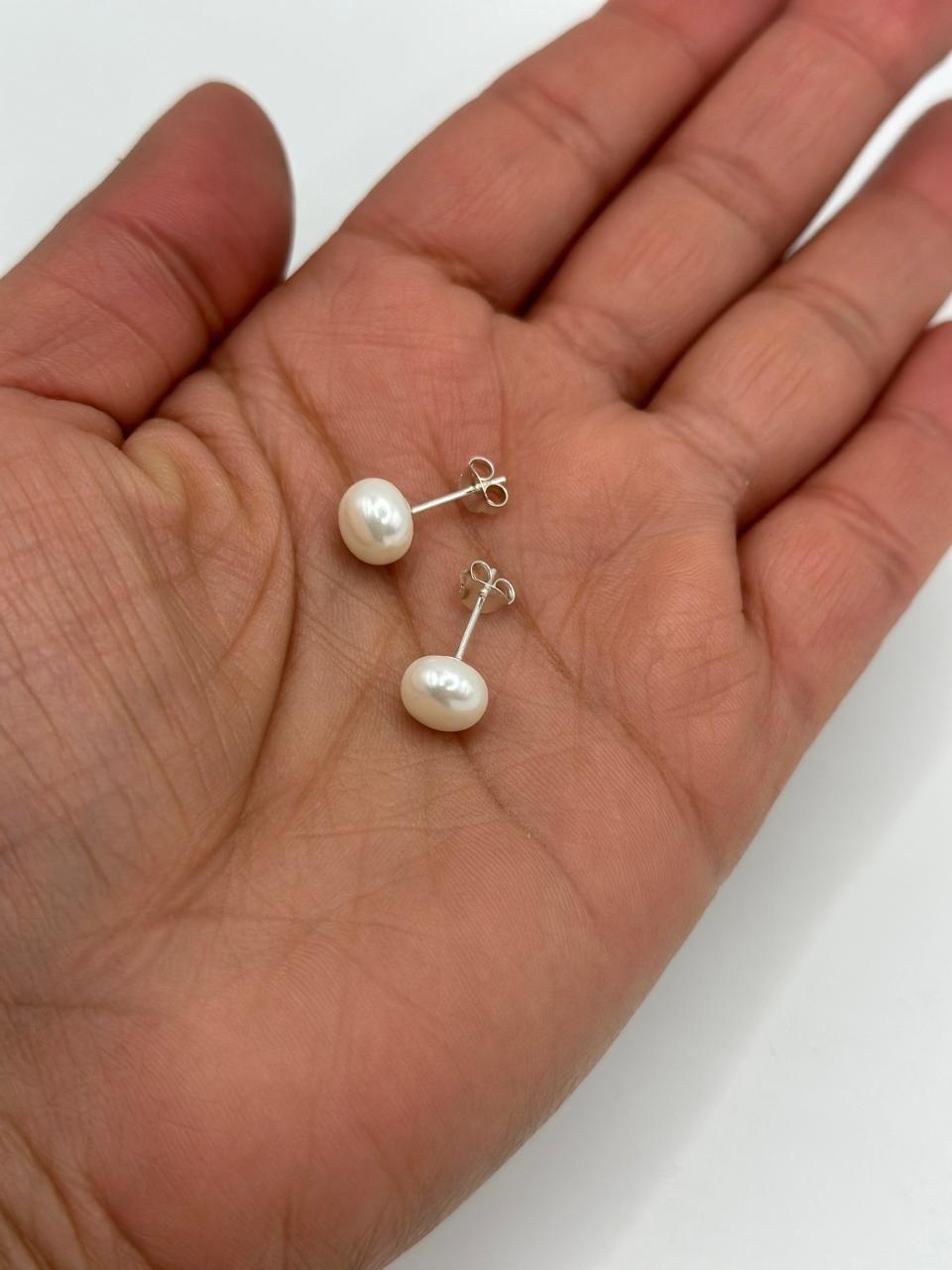 Aros PerlaBlanca 8 Mm Plata Italiana Ley 925-5