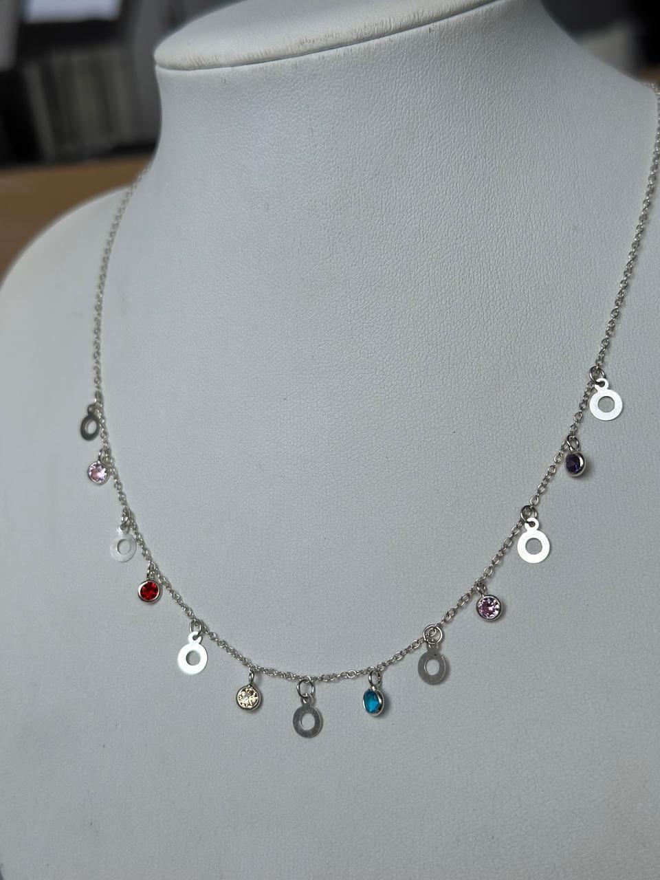 Collar Juvenil Esferas Planas Plata Italiana Ley 925-3