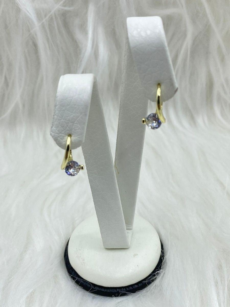 Aros Argolla Punto De Luz Plata S925 Baño En Oro -1