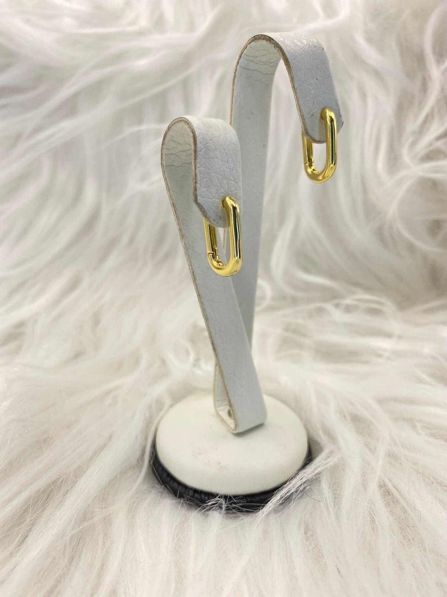 Aro Argolla Rectangular  Plata Baño Oro-3