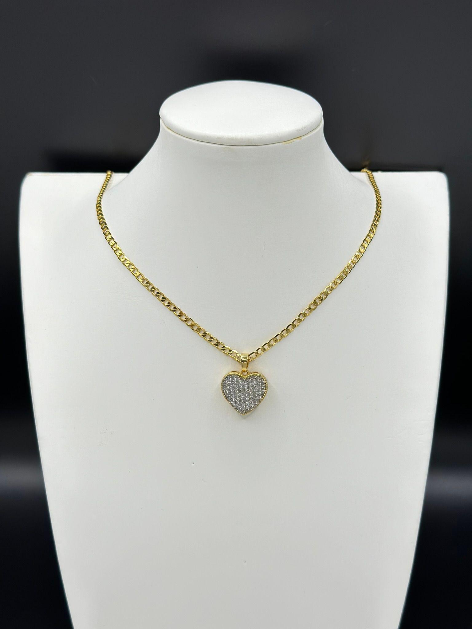 Collar Dama Corazón Plano Circones Enchapado Oro-1