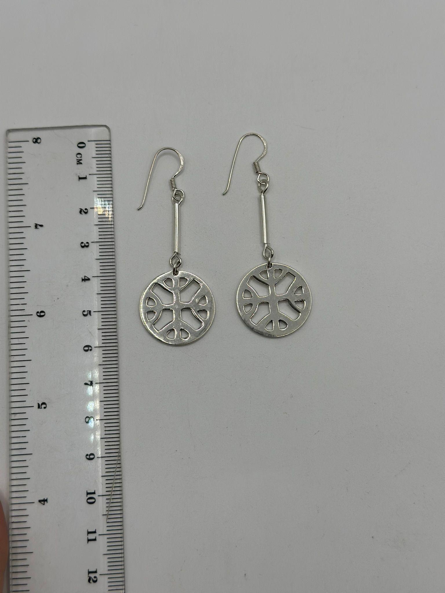 Aro Mapuche modelo Kultrum colgante Plata Fina mas caja -2