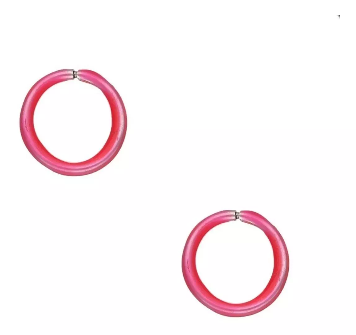 Aros Argolla Piercing Septum Esmaltado Rosado Plata 925 Caja-0