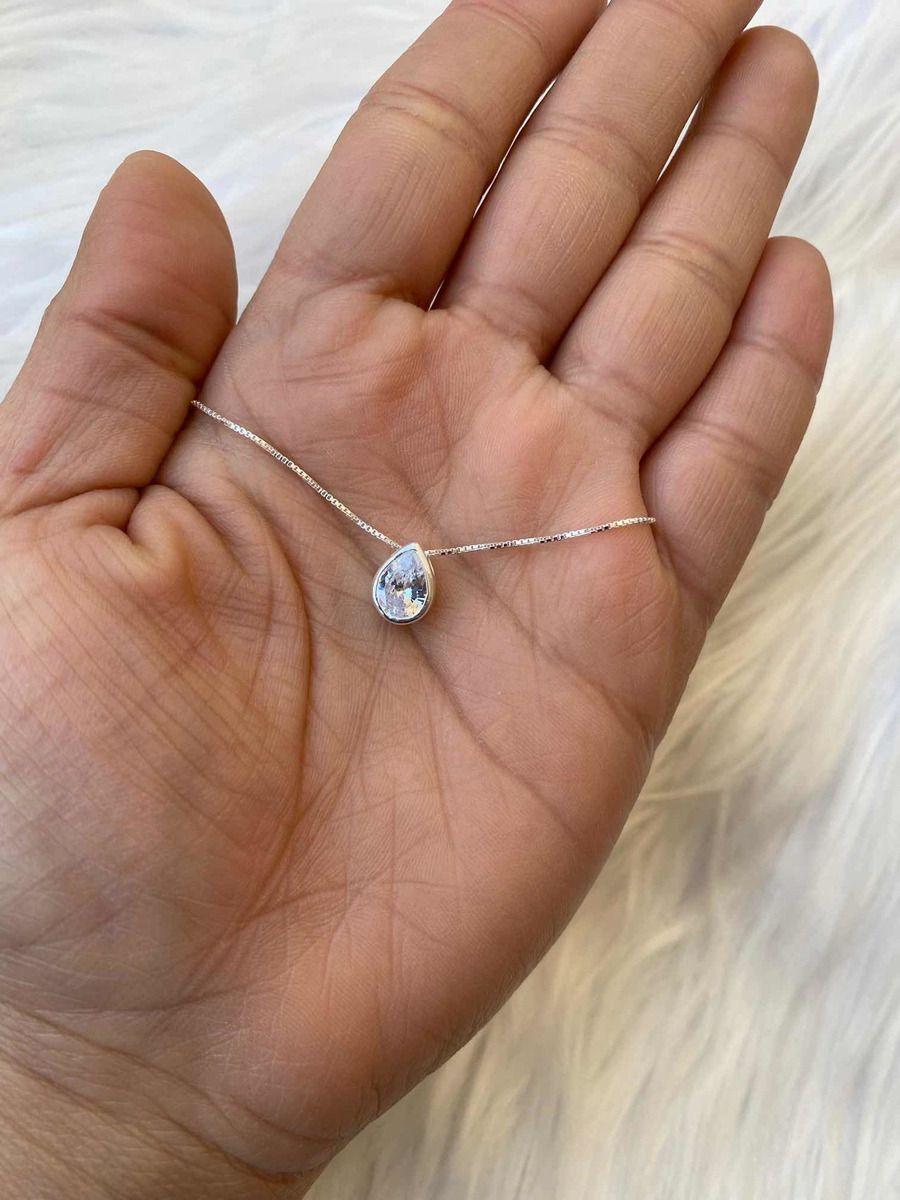 Collar Punto De Luz Gota 50 Mm Plata Ley 925 -2