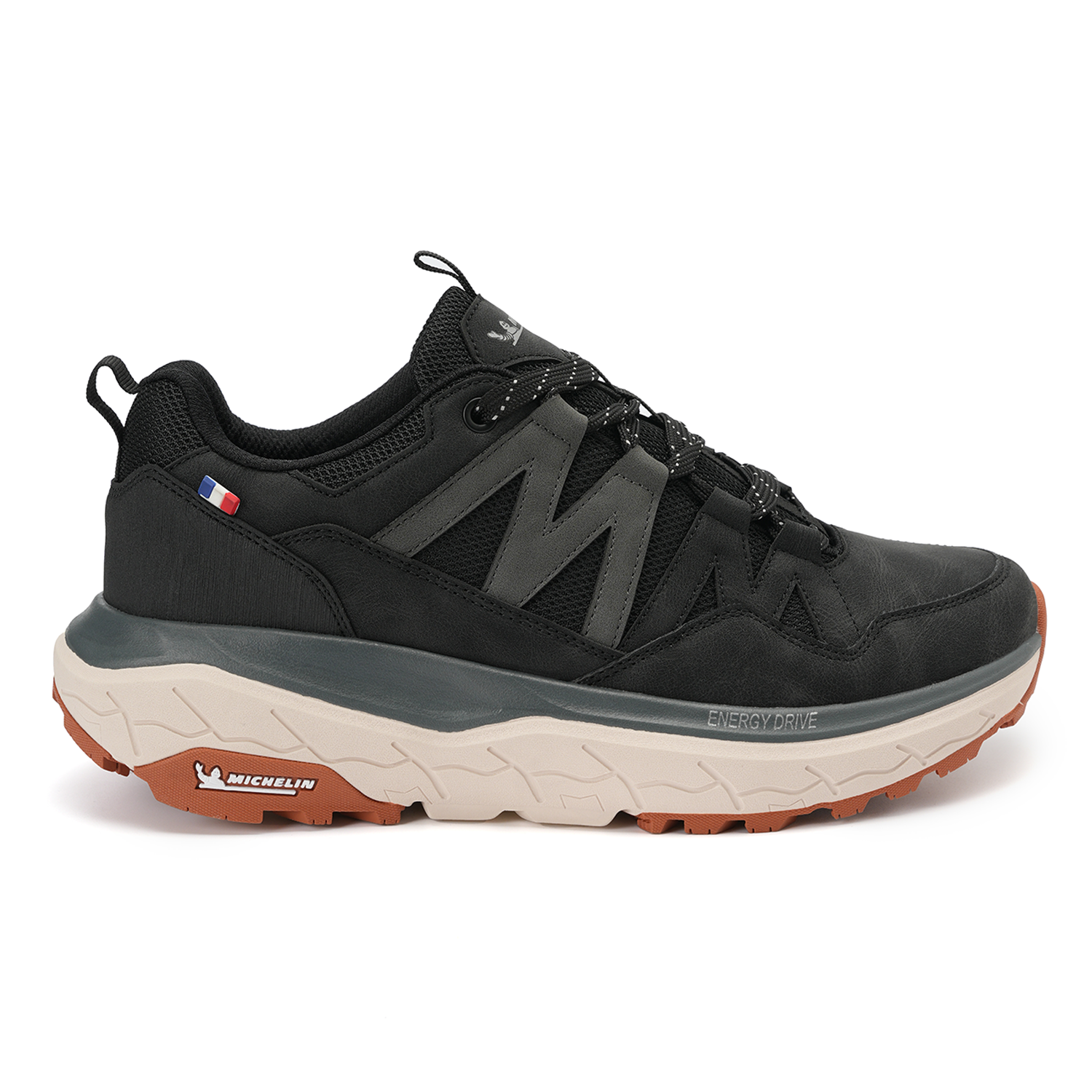 Zapatilla Urbana Outdoor Hombre Negro Y Beige Michelin Aw10-1