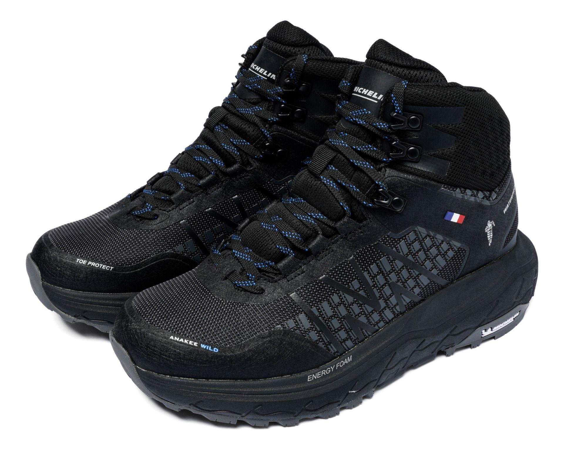Botín Outdoor Impermeable Negro Azul Hombre Michelin Aw03-5