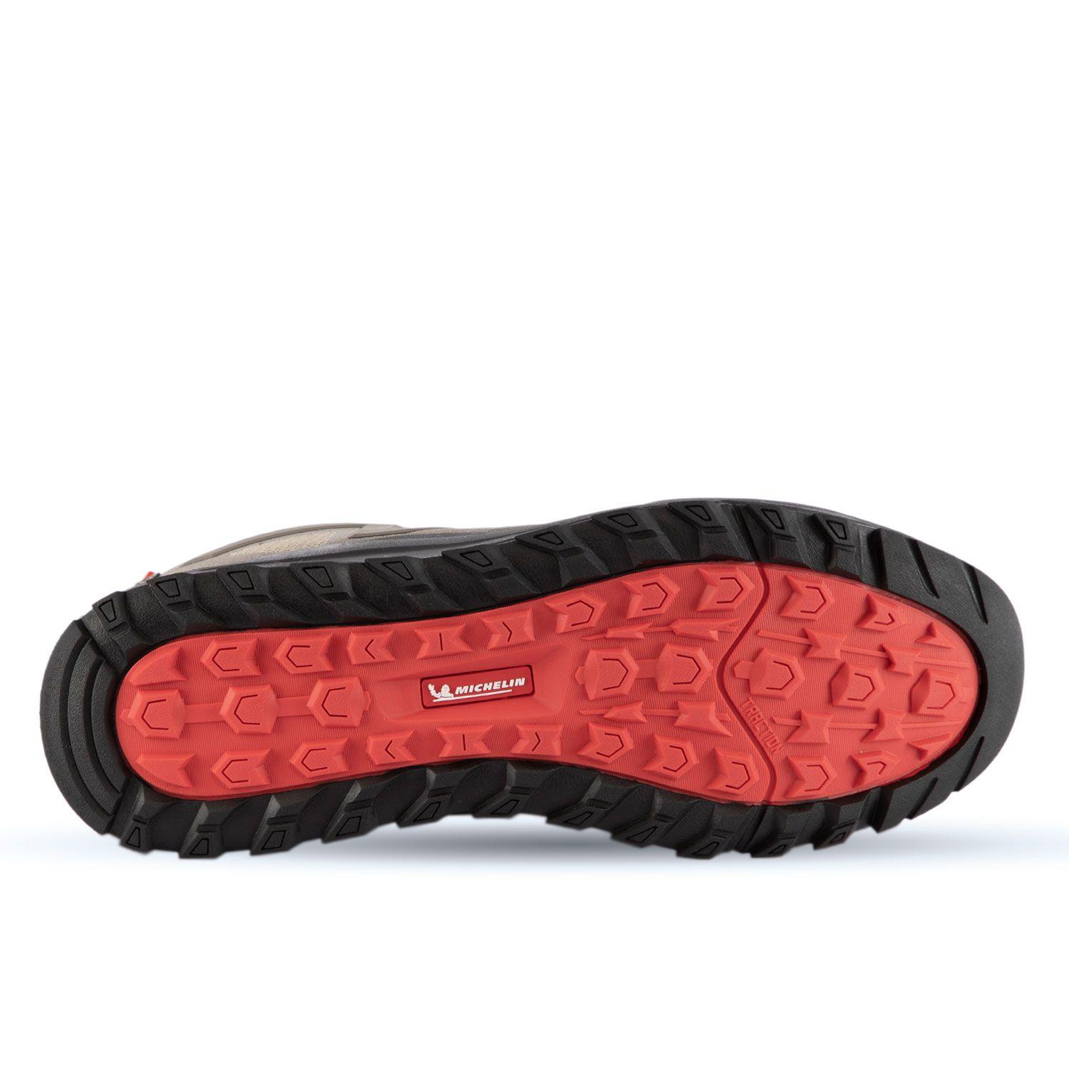 Zapatillas Trail Runnig Hombre Taupe Y Rojo Michelin Dr28-1