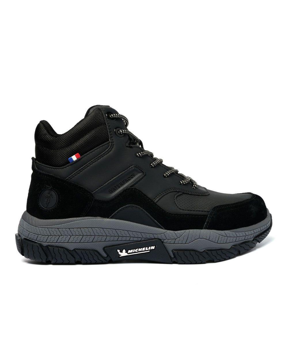 Botín Zapatilla Impermeable Hombre Negro Gris Michelin Df06-0
