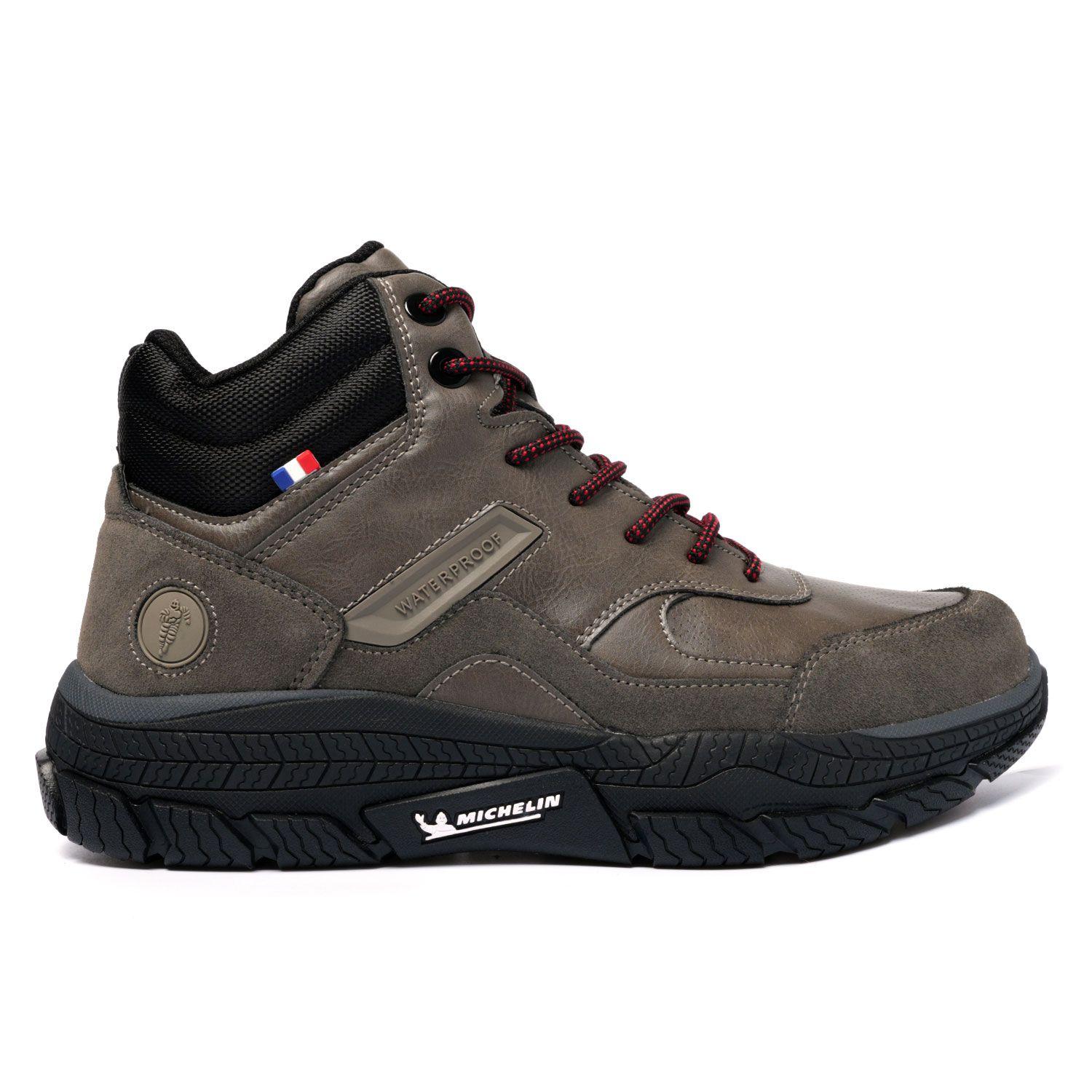 Botín Impermeable Caña Alta Hombre Color Taupe Michelin Df06-1