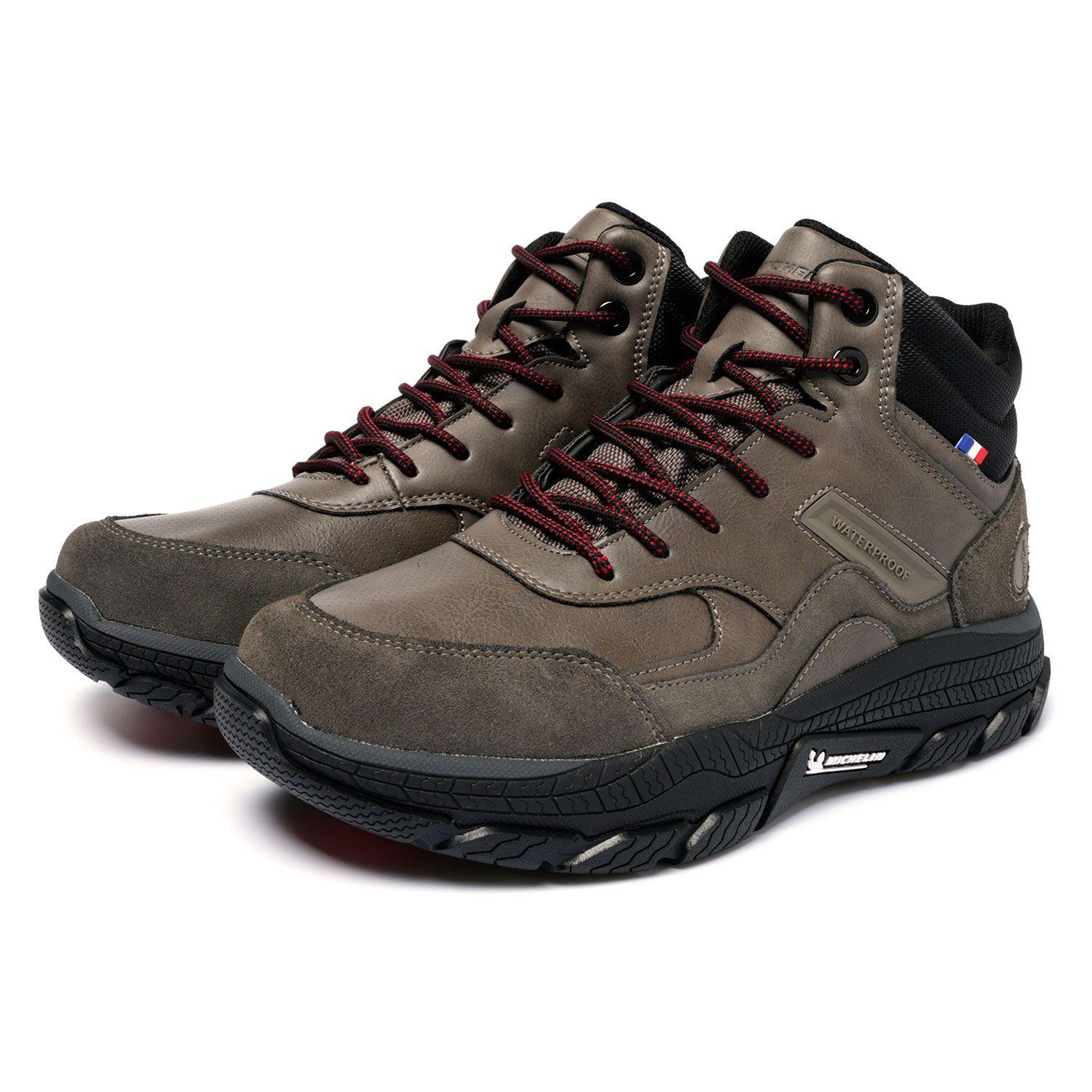 Botín Impermeable Caña Alta Hombre Color Taupe Michelin Df06-4