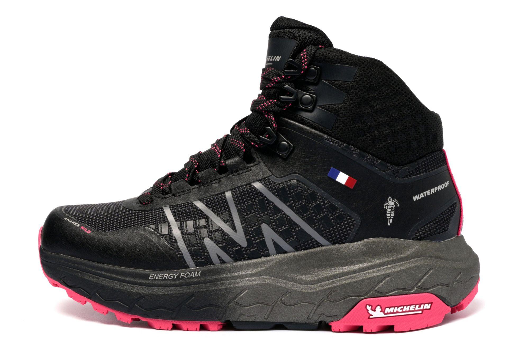 Botín Outdoor Mujer Negro y Fucsia Impermeable Michelin Aw03-6