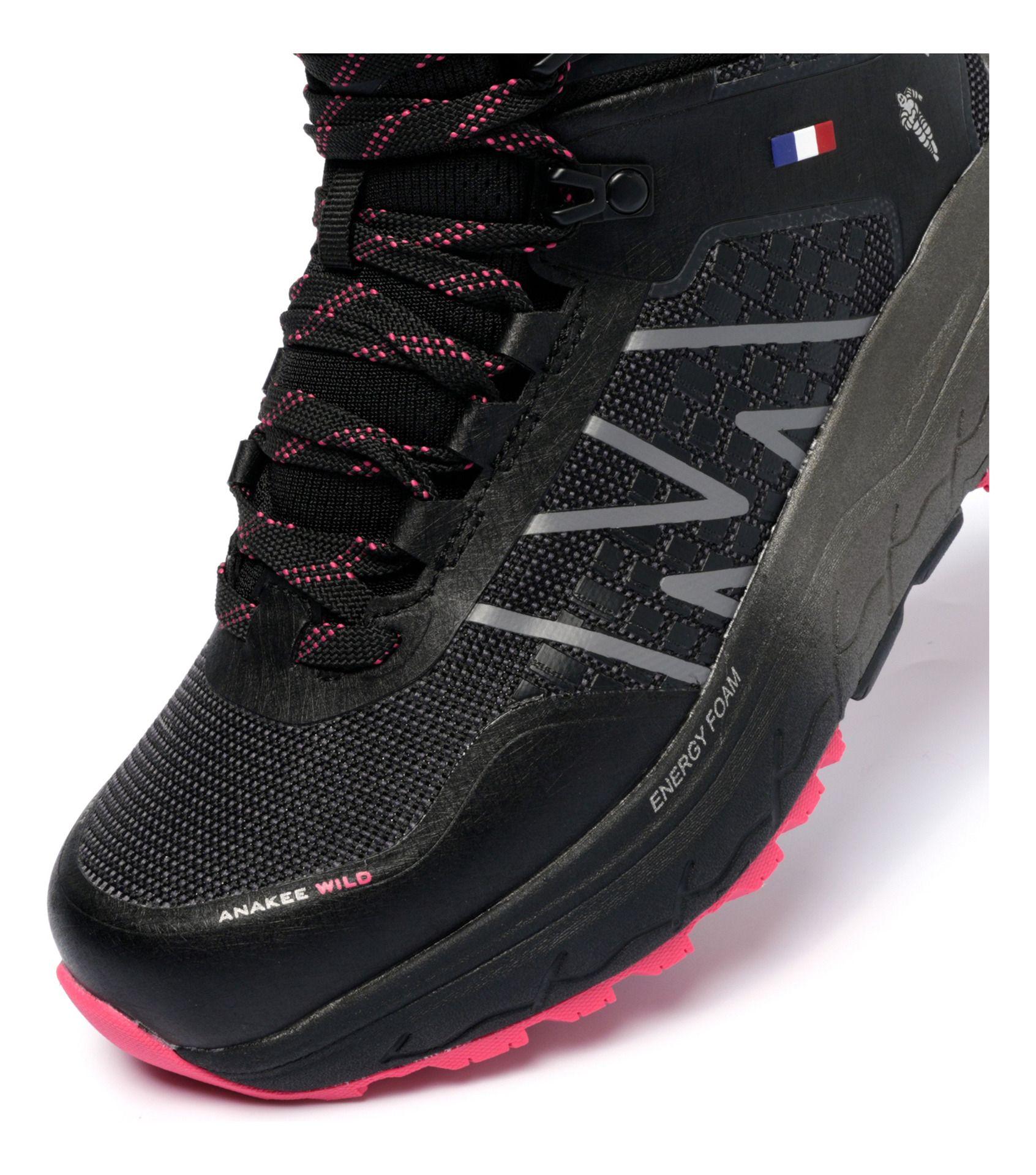 Botín Outdoor Mujer Negro y Fucsia Impermeable Michelin Aw03-7
