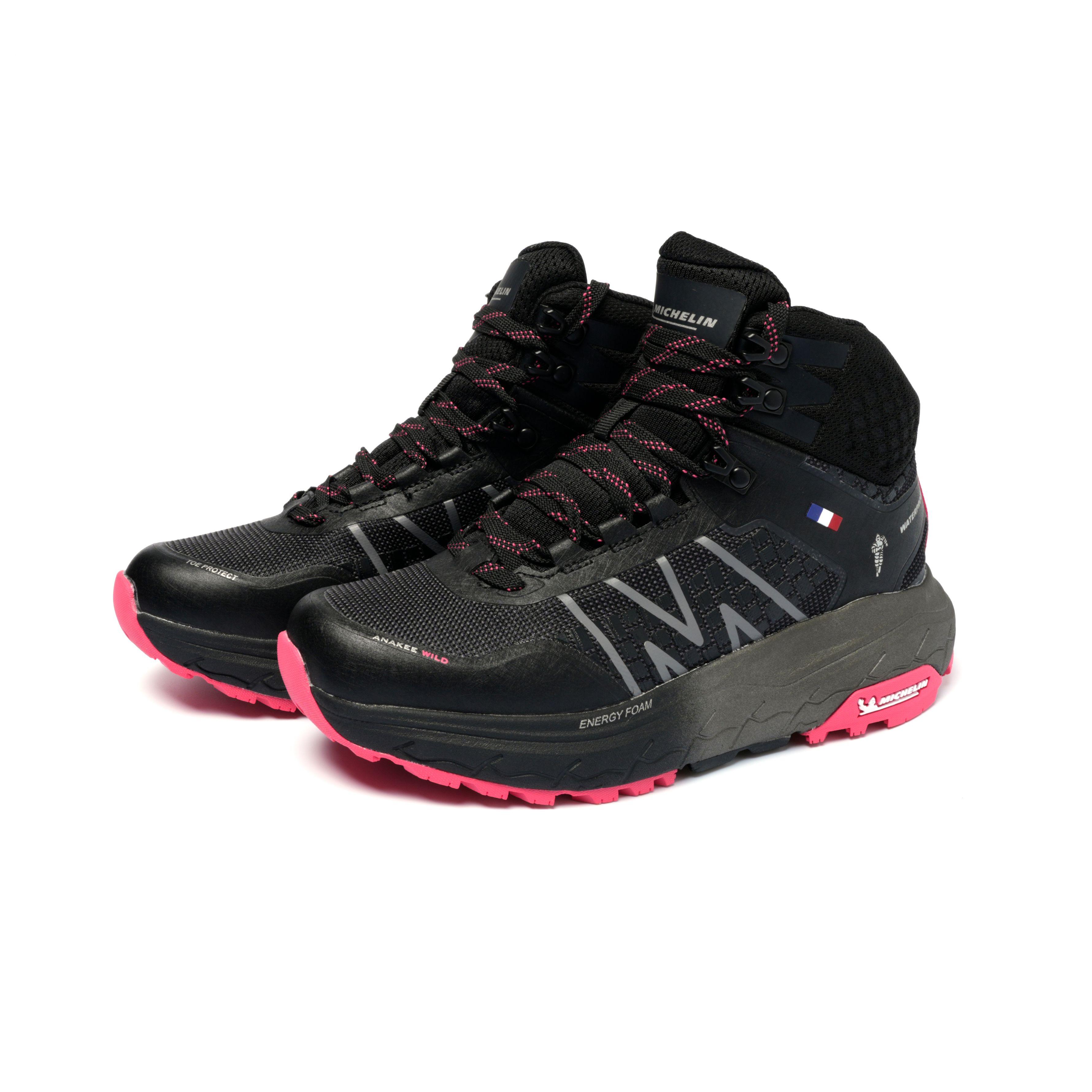 Botín Outdoor Mujer Negro y Fucsia Impermeable Michelin Aw03-4