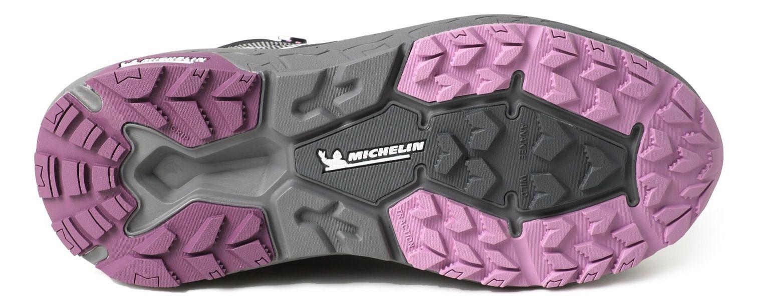 Botín Impermeable Caña Alta Negro Rosa Mujer Michelin Aw06-1
