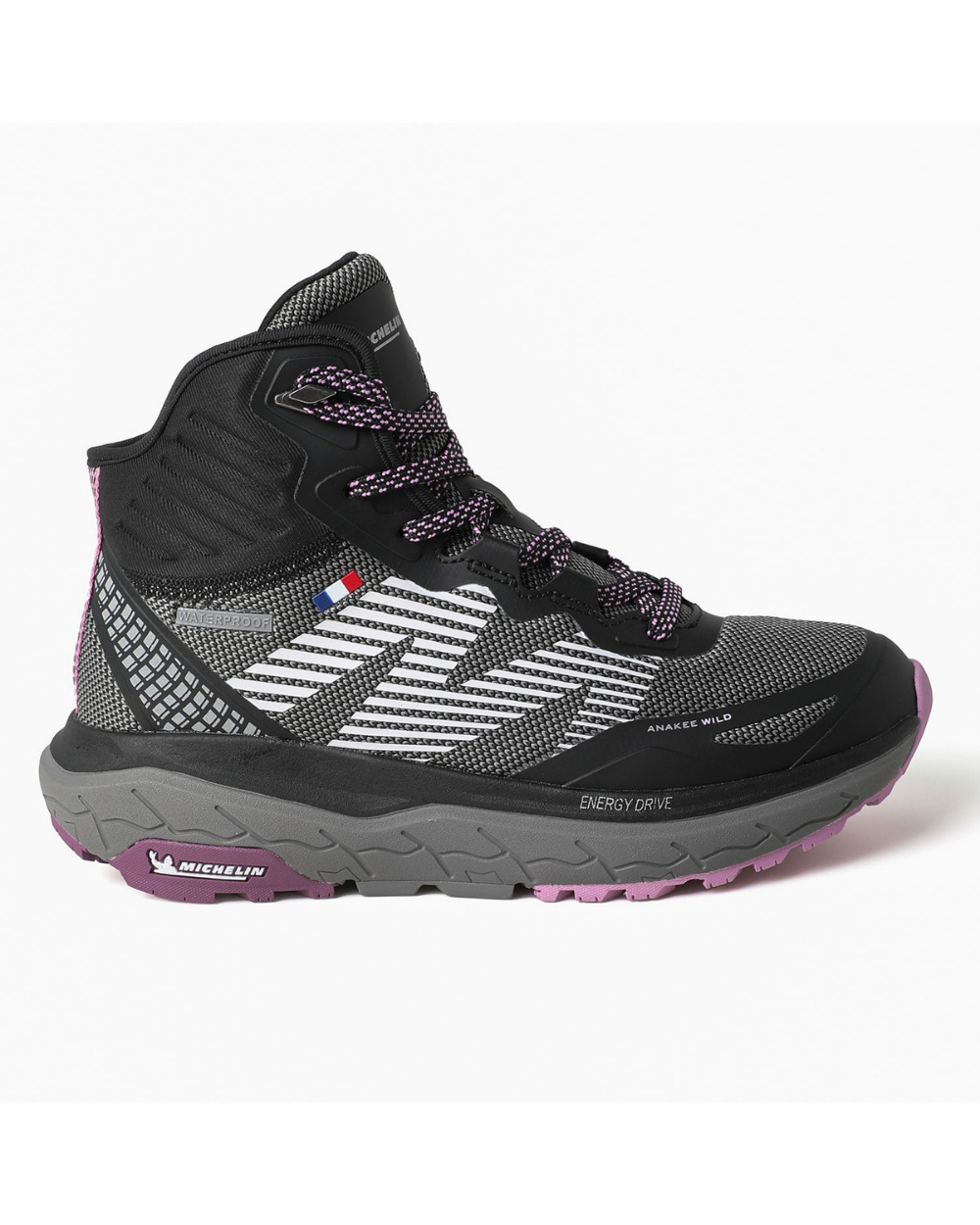 Botín Impermeable Caña Alta Mujer Negro Rosa Michelin Aw06-0