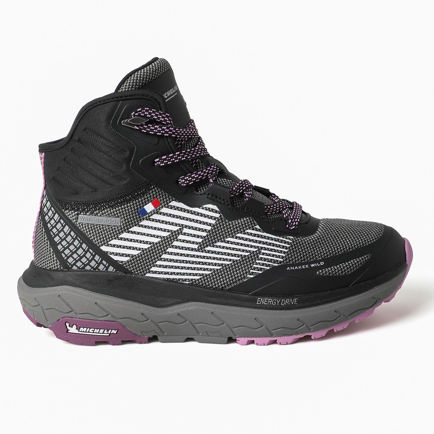 Botín Impermeable Caña Alta Mujer Negro Rosa Michelin Aw06-1