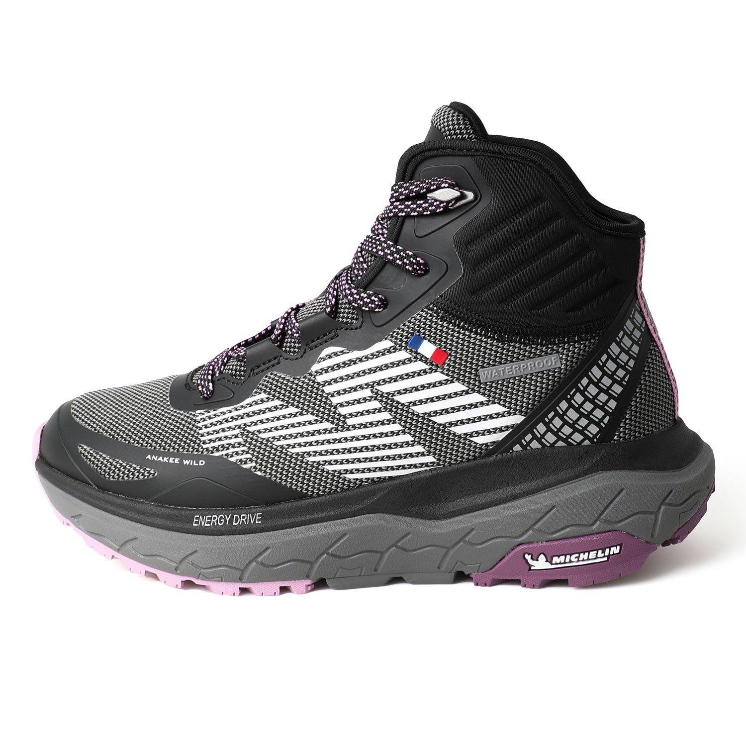 Botín Impermeable Caña Alta Mujer Negro Rosa Michelin Aw06-3