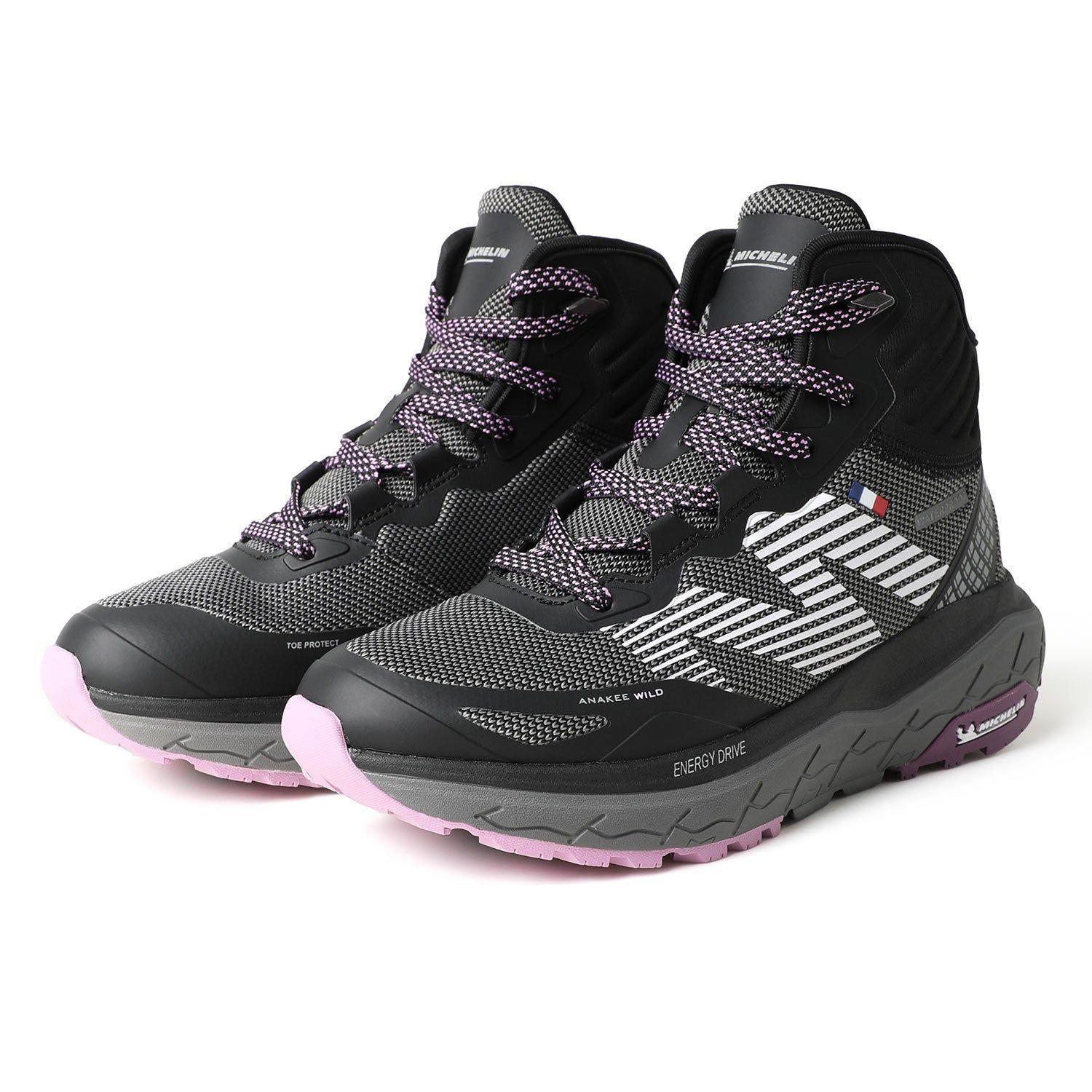 Botín Zapatilla Impermeable Mujer Negro Rosa Michelin Aw06-4