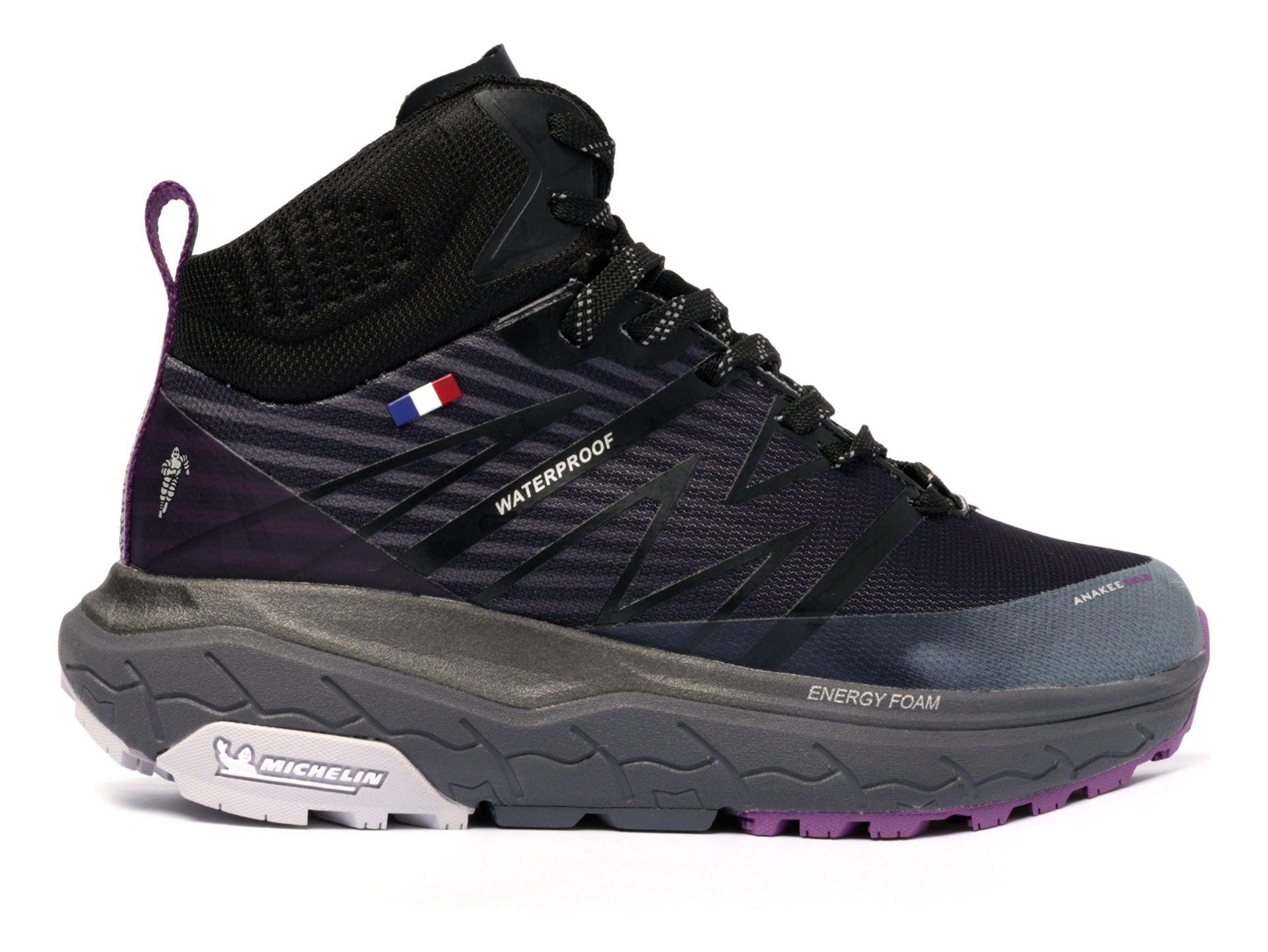 Botín Outdoor Impermeable Mujer Negro Morado Michelin Aw03-2