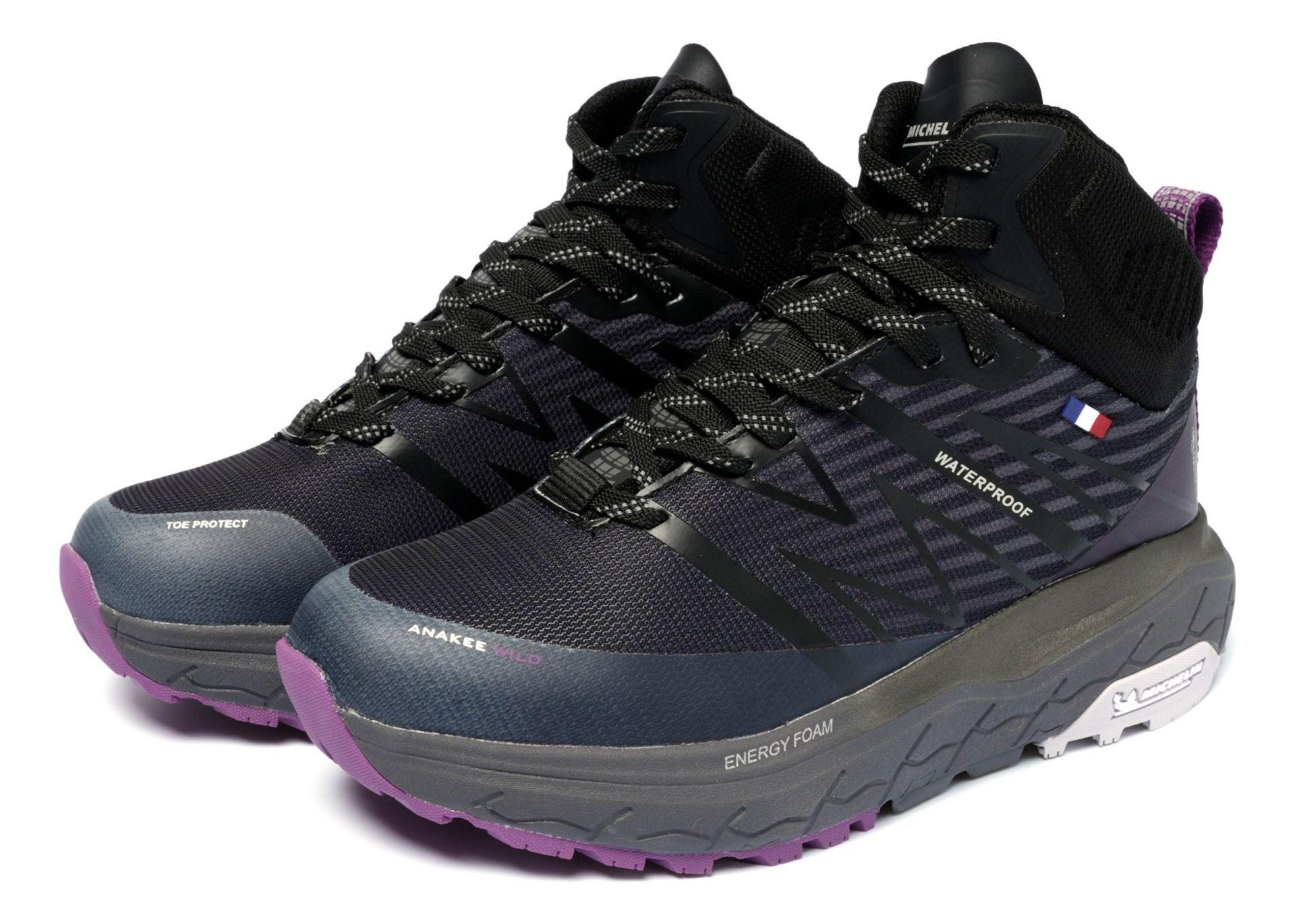 Botín Outdoor Impermeable Mujer Negro Morado Michelin Aw03-7