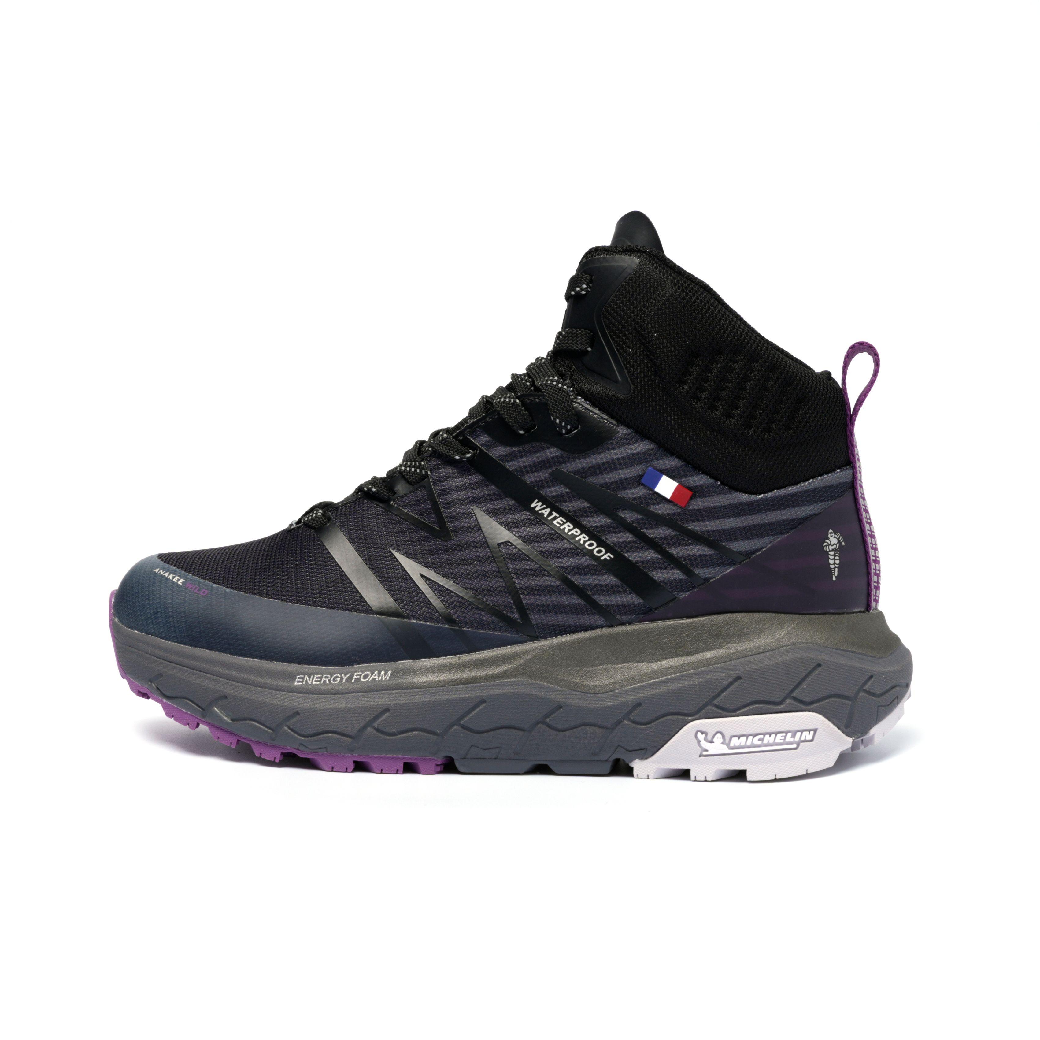 Botín Outdoor Impermeable Negro Morado Mujer Michelin Aw04-3