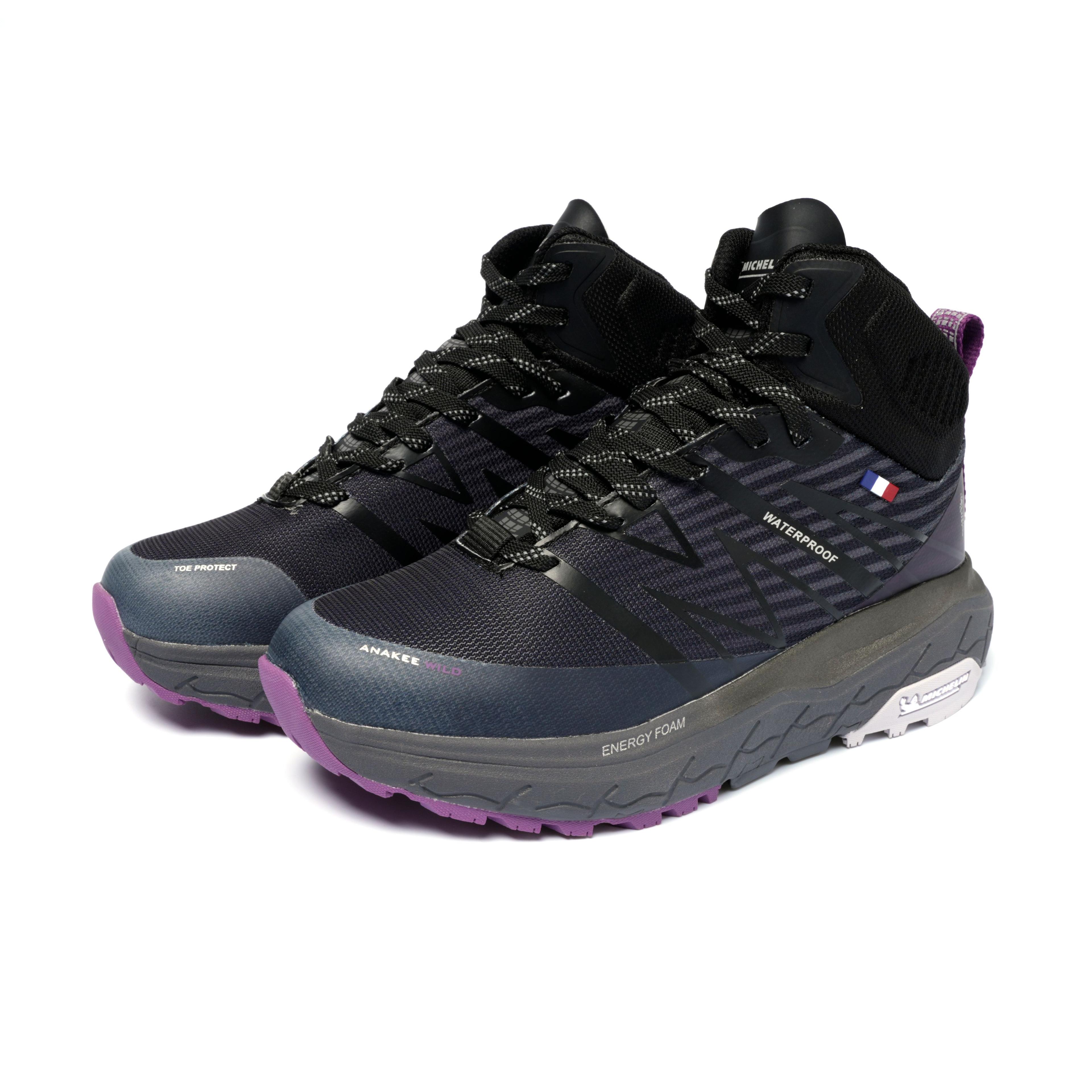 Botín Outdoor Impermeable Negro Morado Mujer Michelin Aw04-4