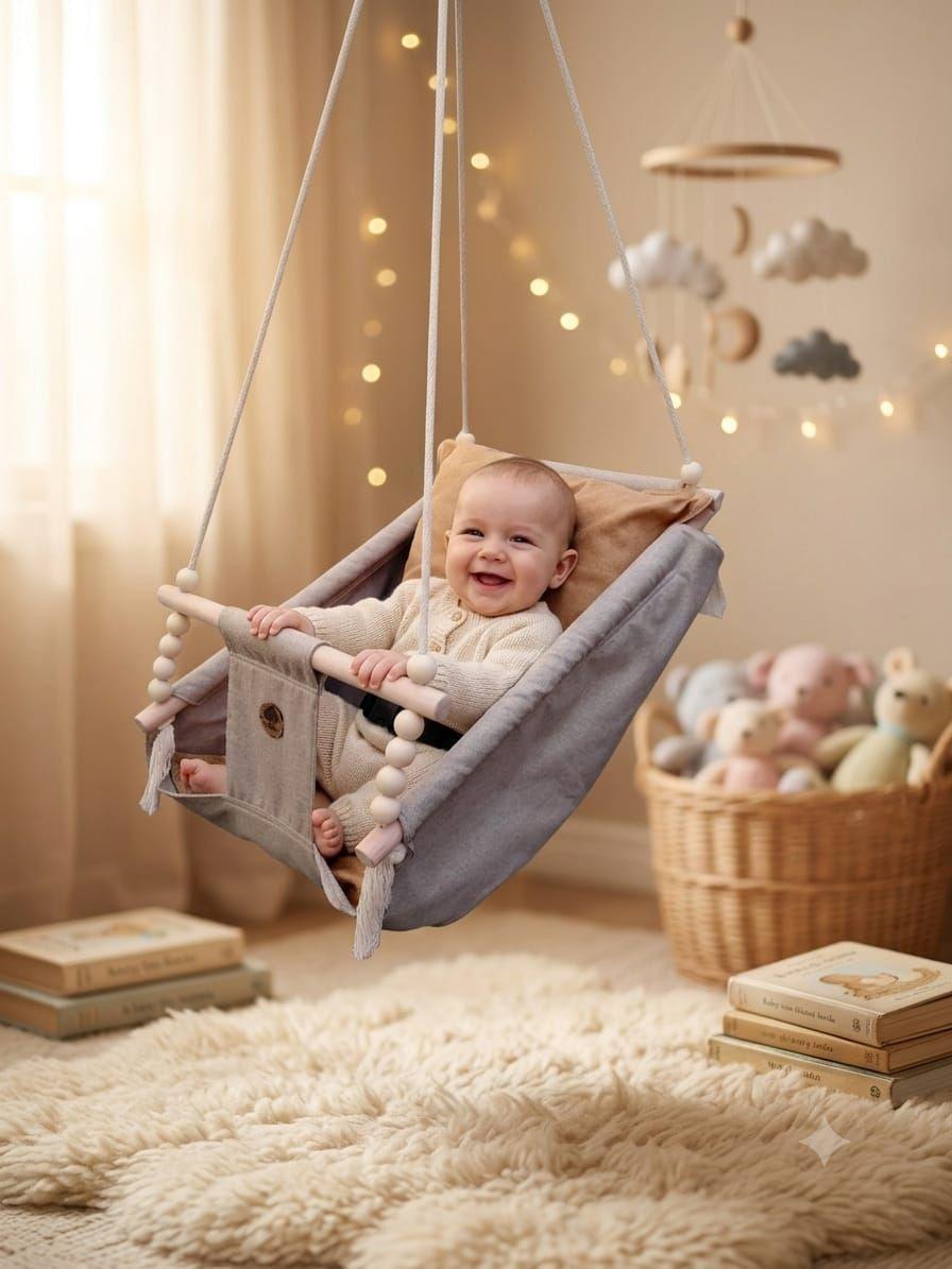 CUNA HAMACA Y COLUMPIO PARA BEBE 3 EN 1-2