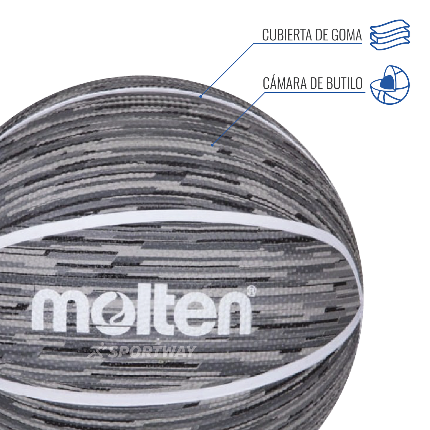 Balon Basquetbol Molten BF1600 Negro/Blanco Talla 7-3