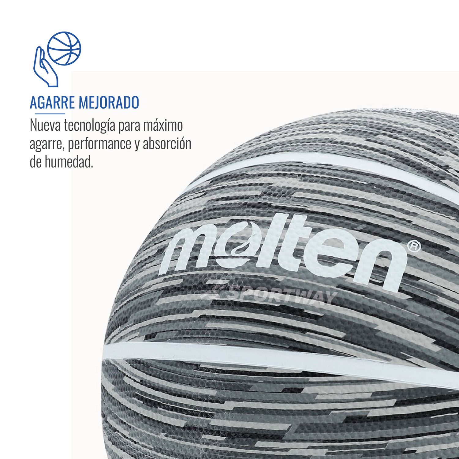 Balon Basquetbol Molten BF1600 Negro/Blanco Talla 7-4