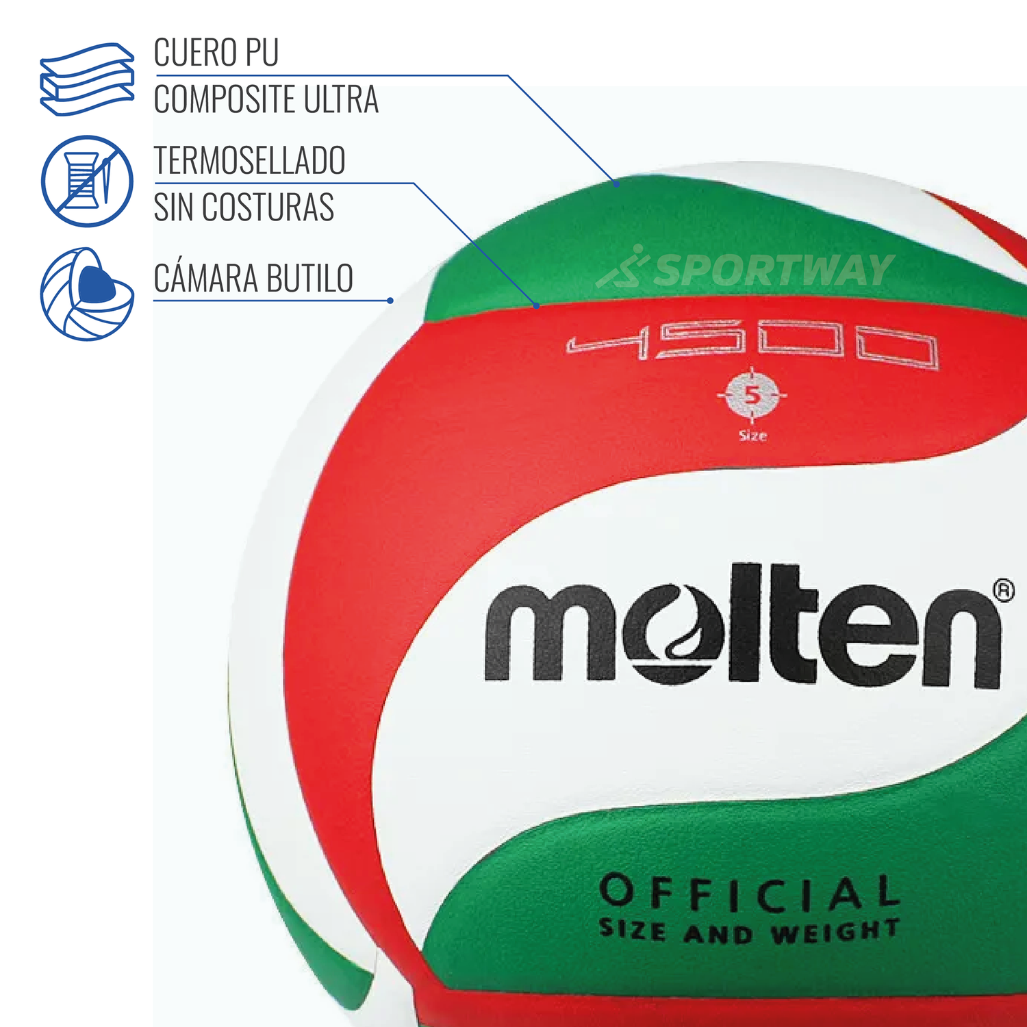 Balón de Vóleibol Molten V5M-4500 Ultra Touch-3