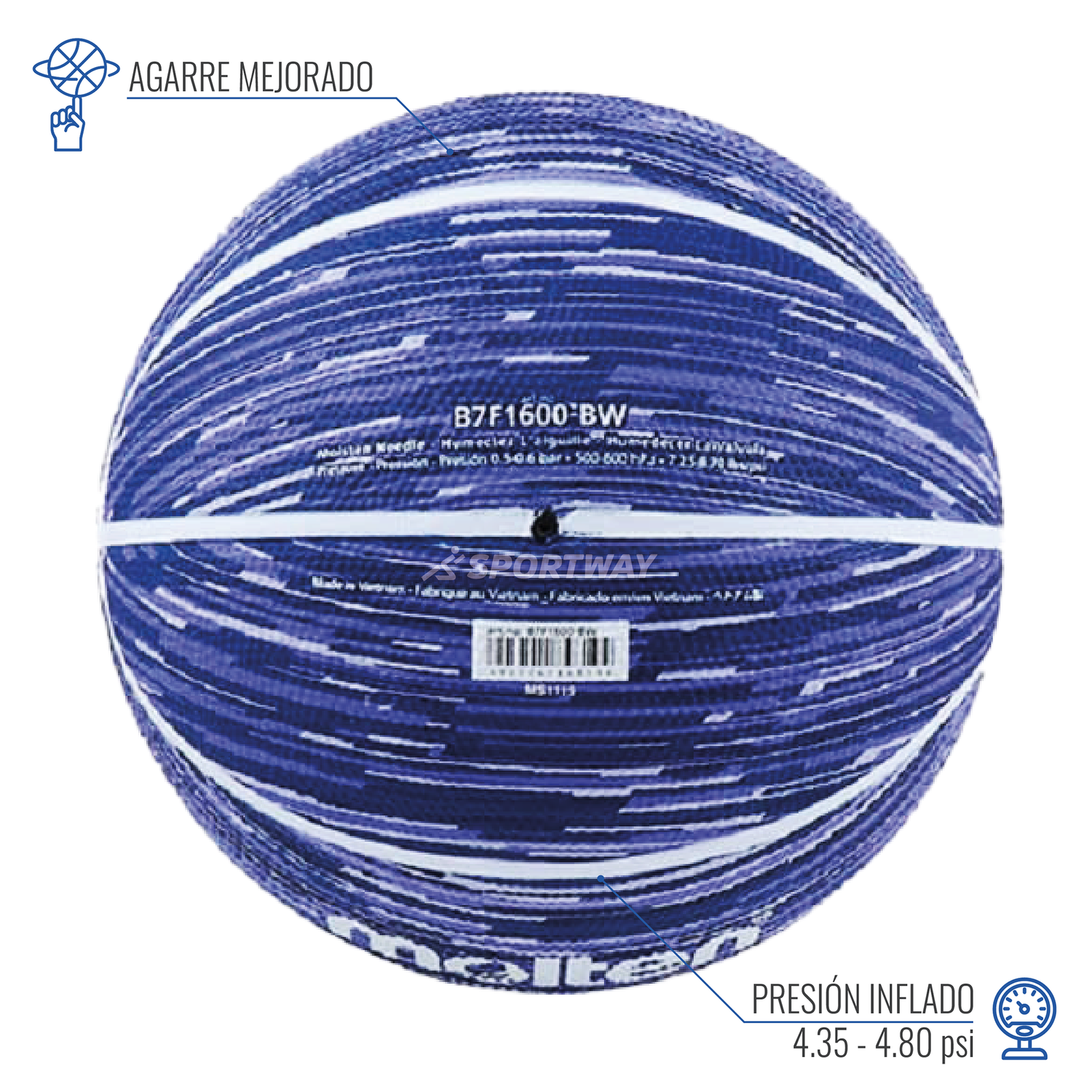Balon Basquetbol Molten BF1600 Azulino/Blanco Talla 7-4