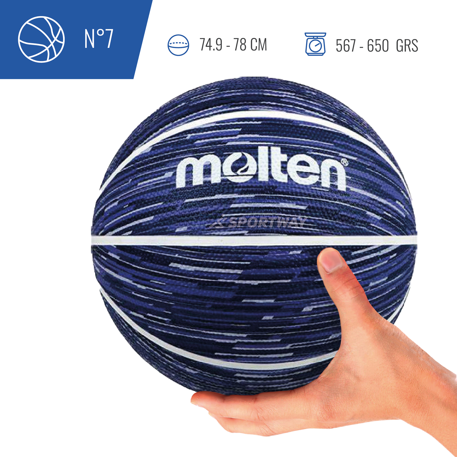 Balon Basquetbol Molten BF1600 Azulino/Blanco Talla 7-5