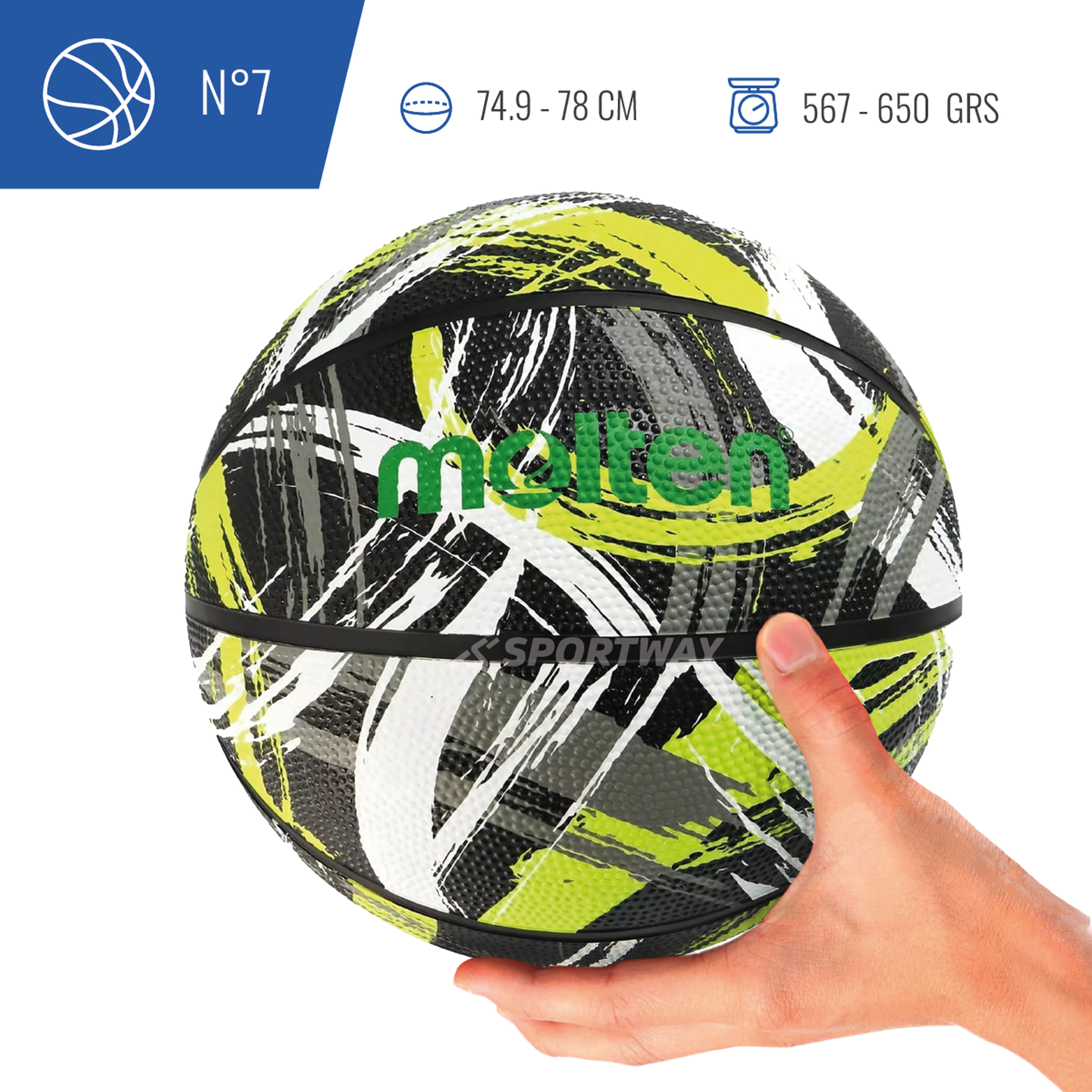 Balon Basquetbol Molten BF1601 Amarillo/Negro Talla 7-4