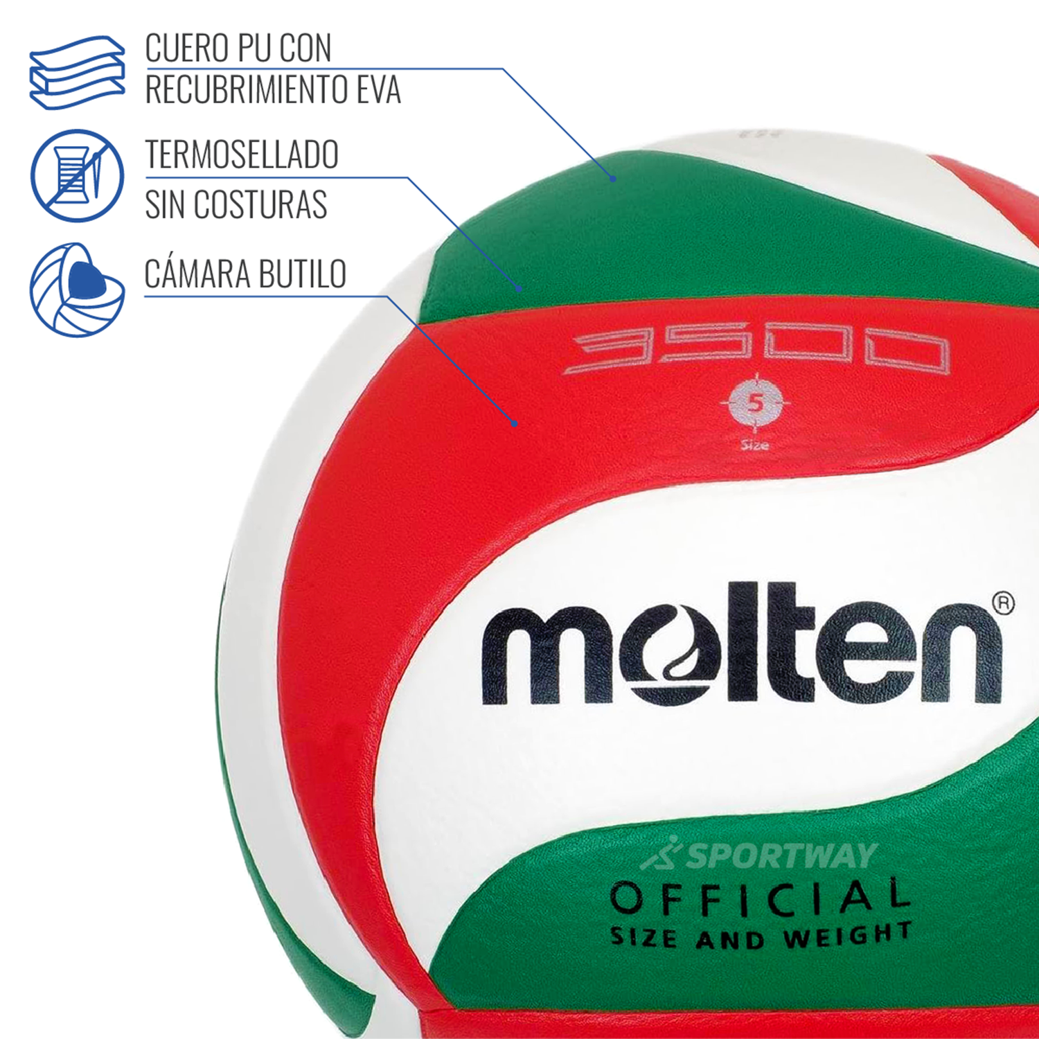 Balón de Vóleibol Molten V5M 3500 Soft Touch-3