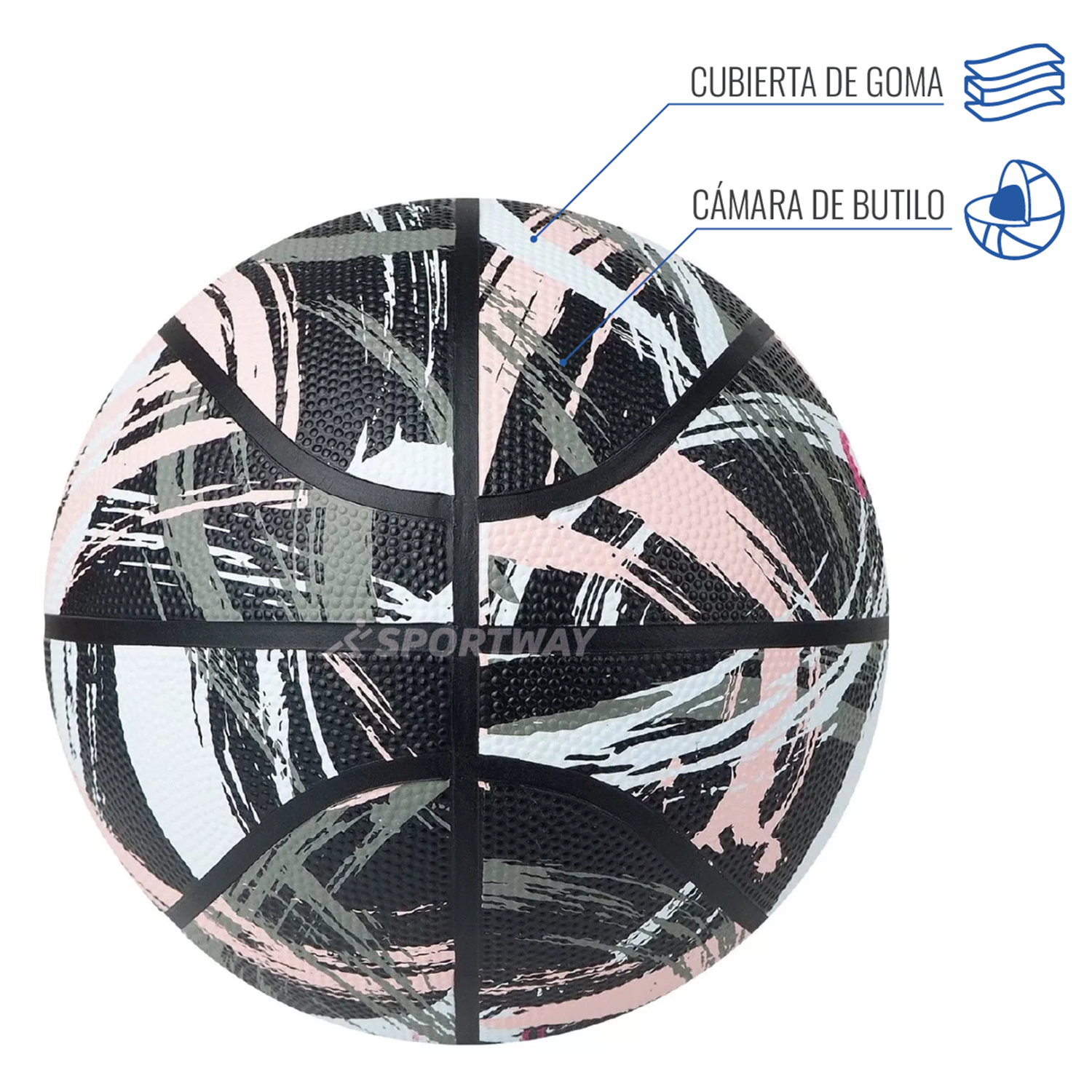 Balon Basquetbol Molten BF1601 Rosado/Negro Talla 7-4