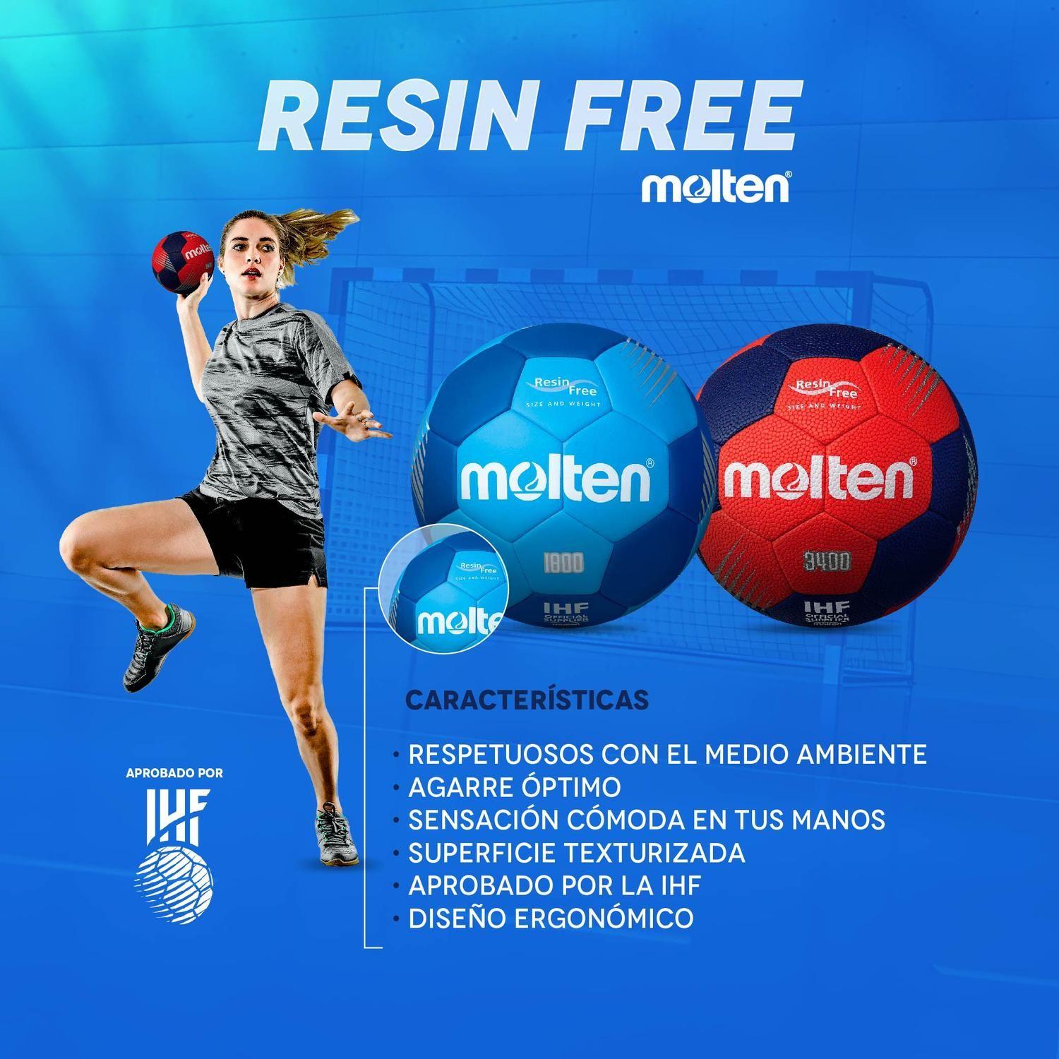 Balon Handbol Serie F1800 Resina Free Molten Turquesa T.1-3